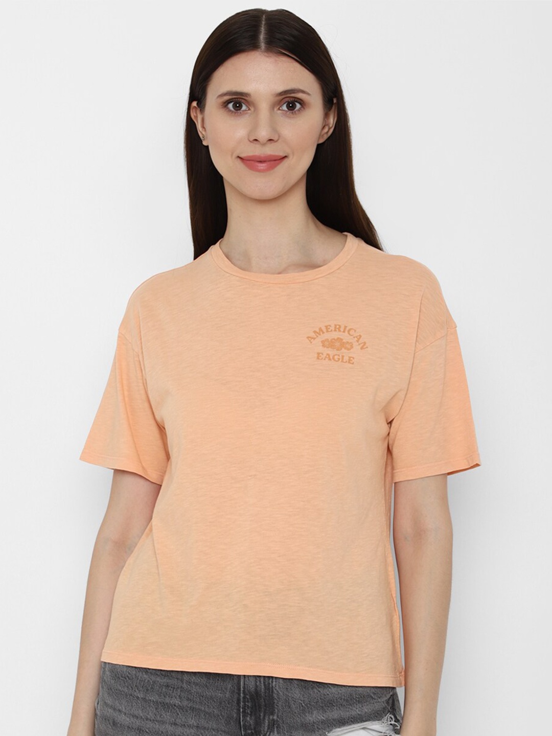 

AMERICAN EAGLE OUTFITTERS Women Orange Solid T-shirt