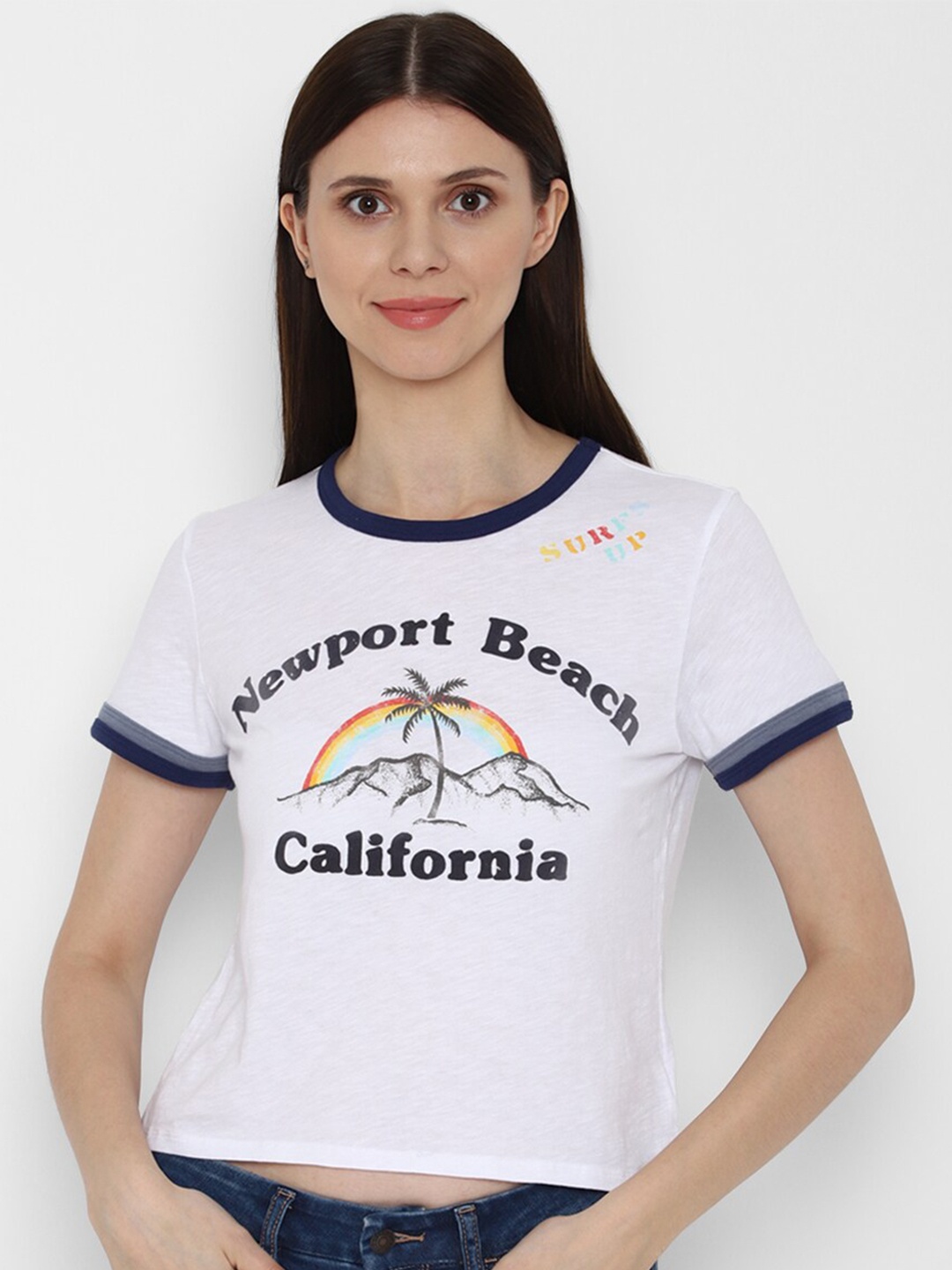 

AMERICAN EAGLE OUTFITTERS Women White Typography Printed Cotton T-shirt