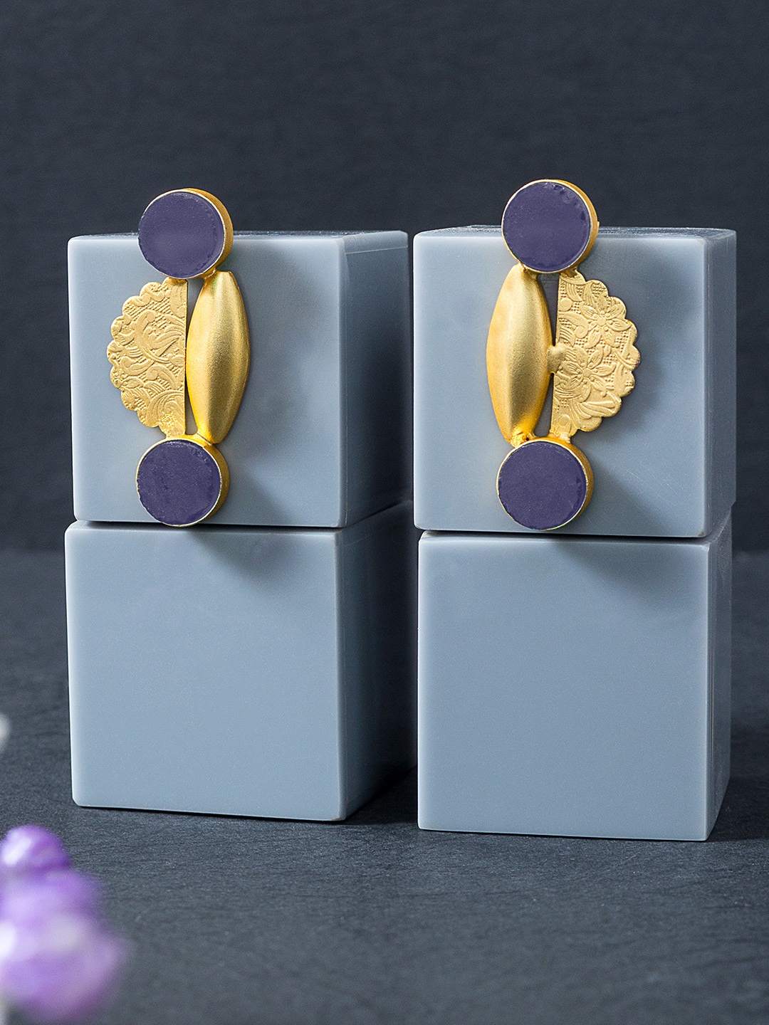 

Golden Peacock Lavender Contemporary Studs Earrings