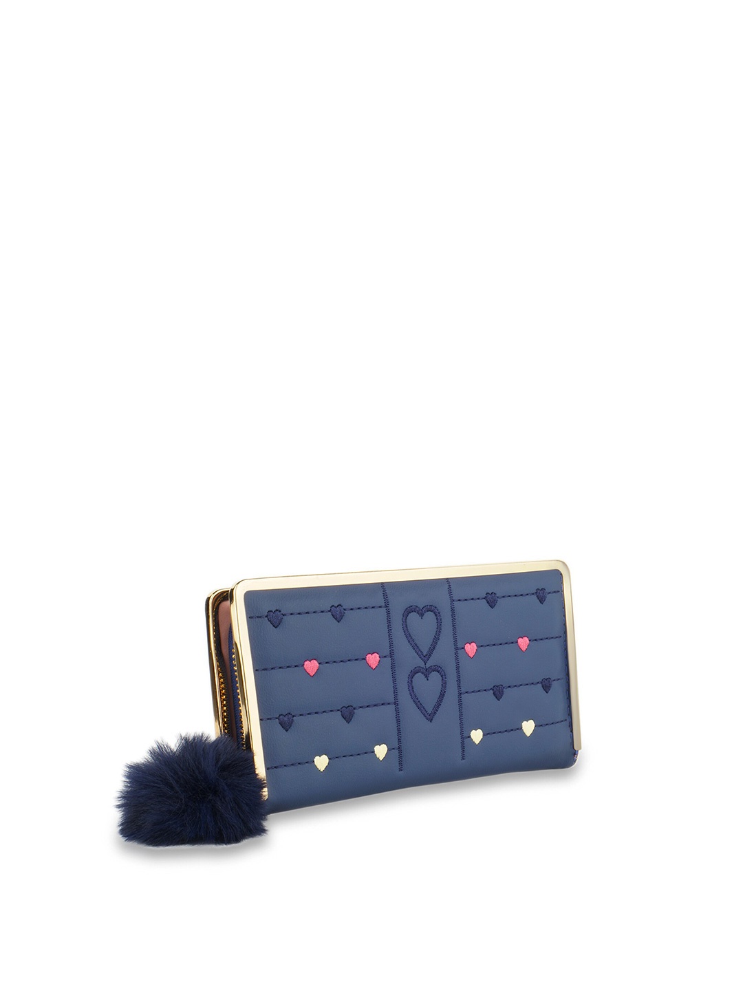 

Kanvas Katha Women Blue & Pink Geometric Embroidered PU Envelope