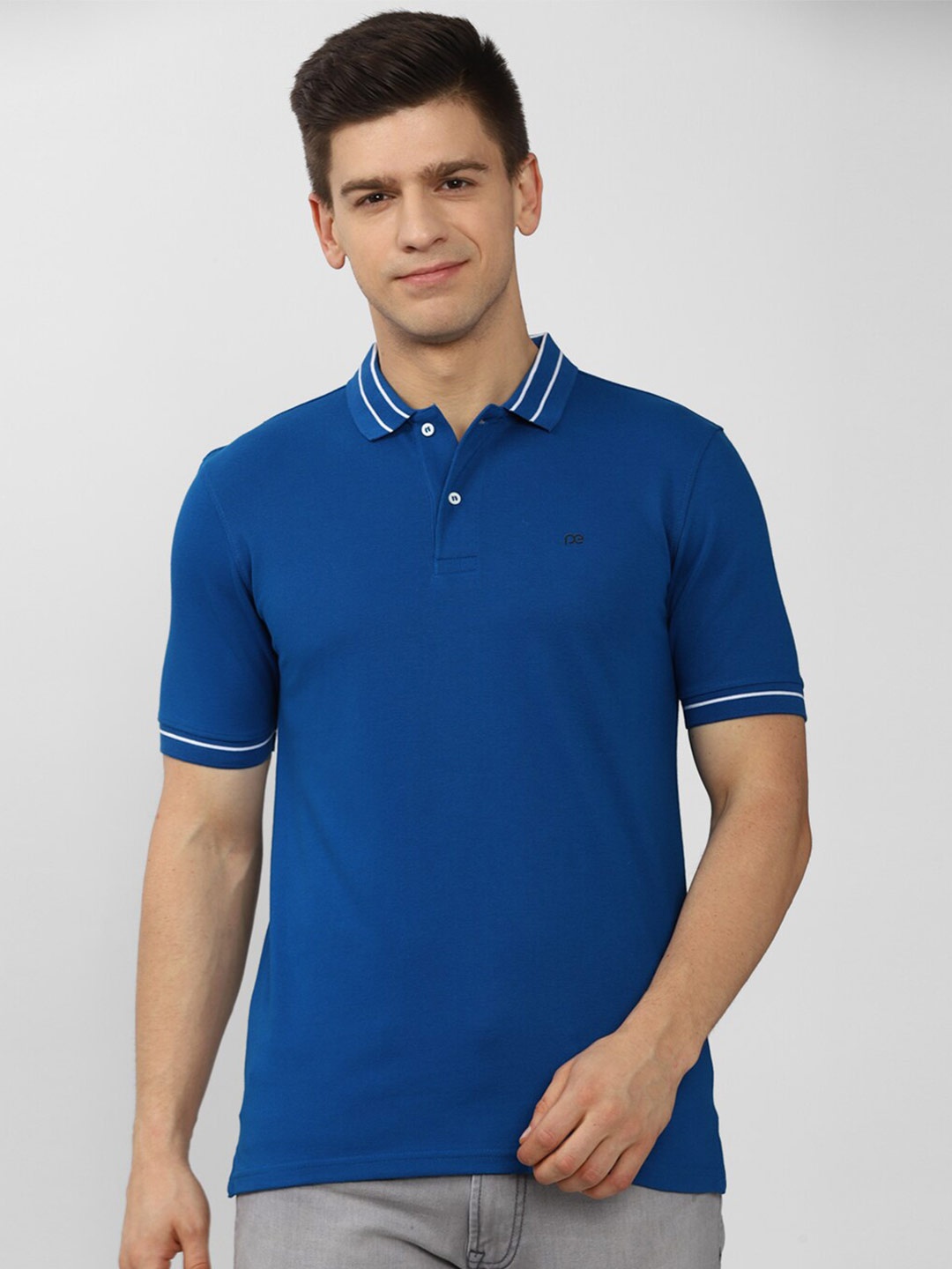 

Peter England Casuals Men Blue Polo Collar T-shirt