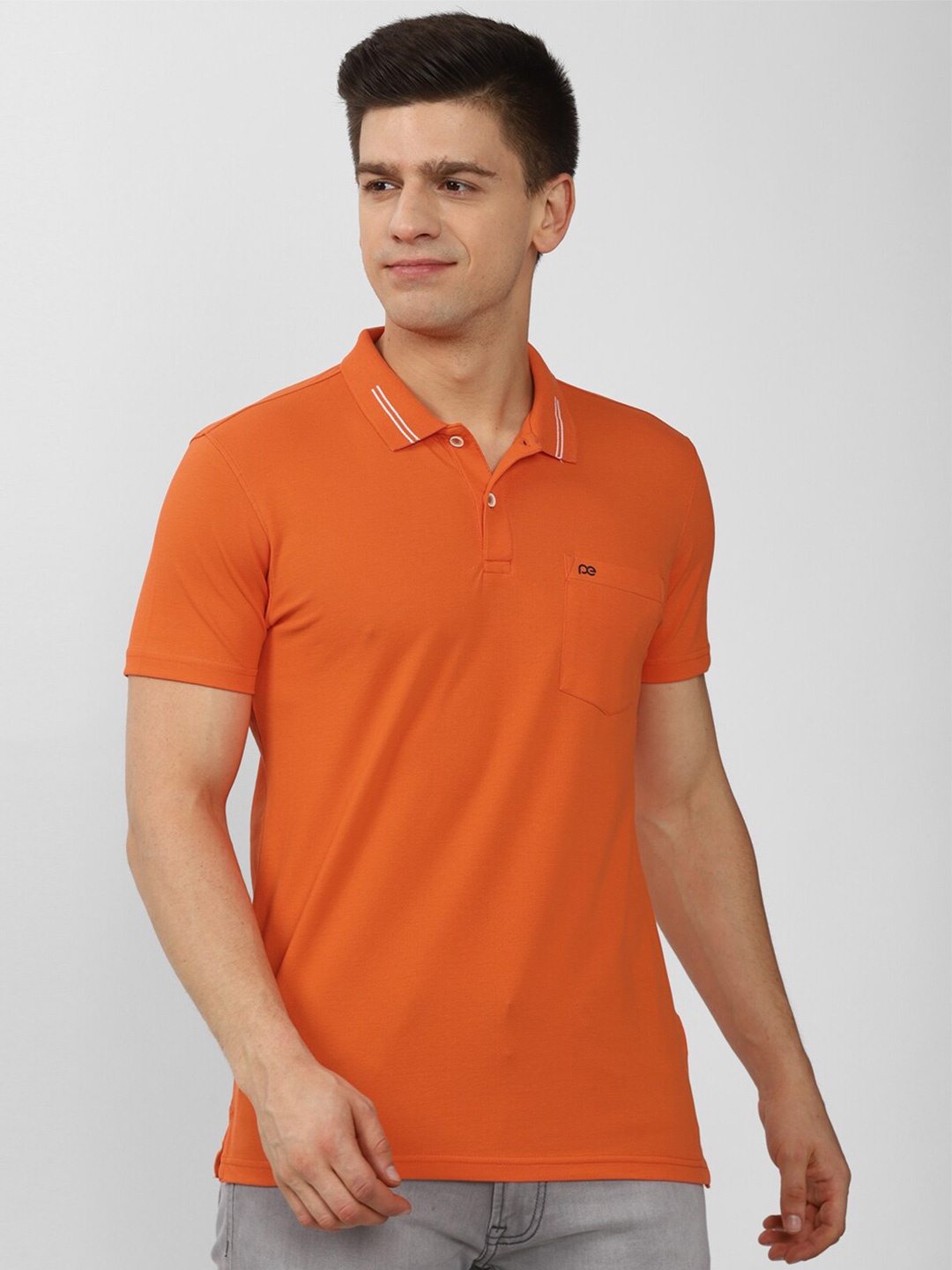 

Peter England Casuals Men Orange Polo Collar Slim Fit T-shirt