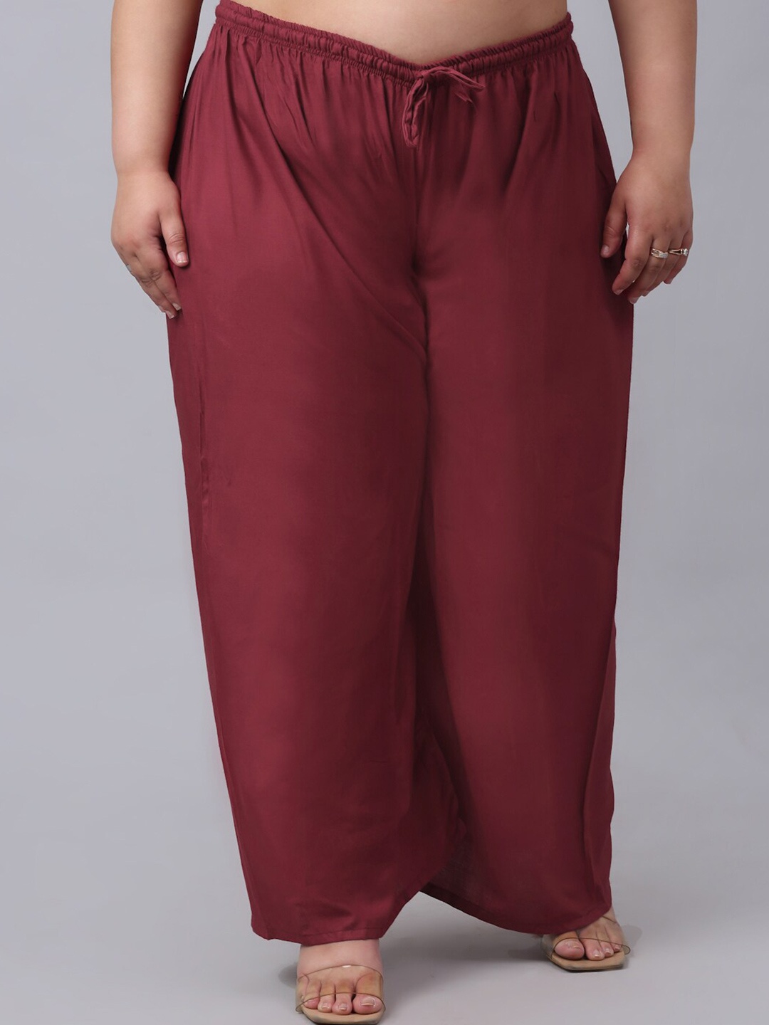 

KLOTTHE Women Plus Size Maroon Ethnic Palazzos