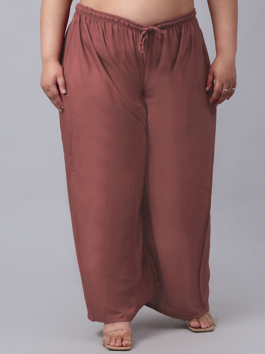 

KLOTTHE Plus Size Women Rust Palazzos