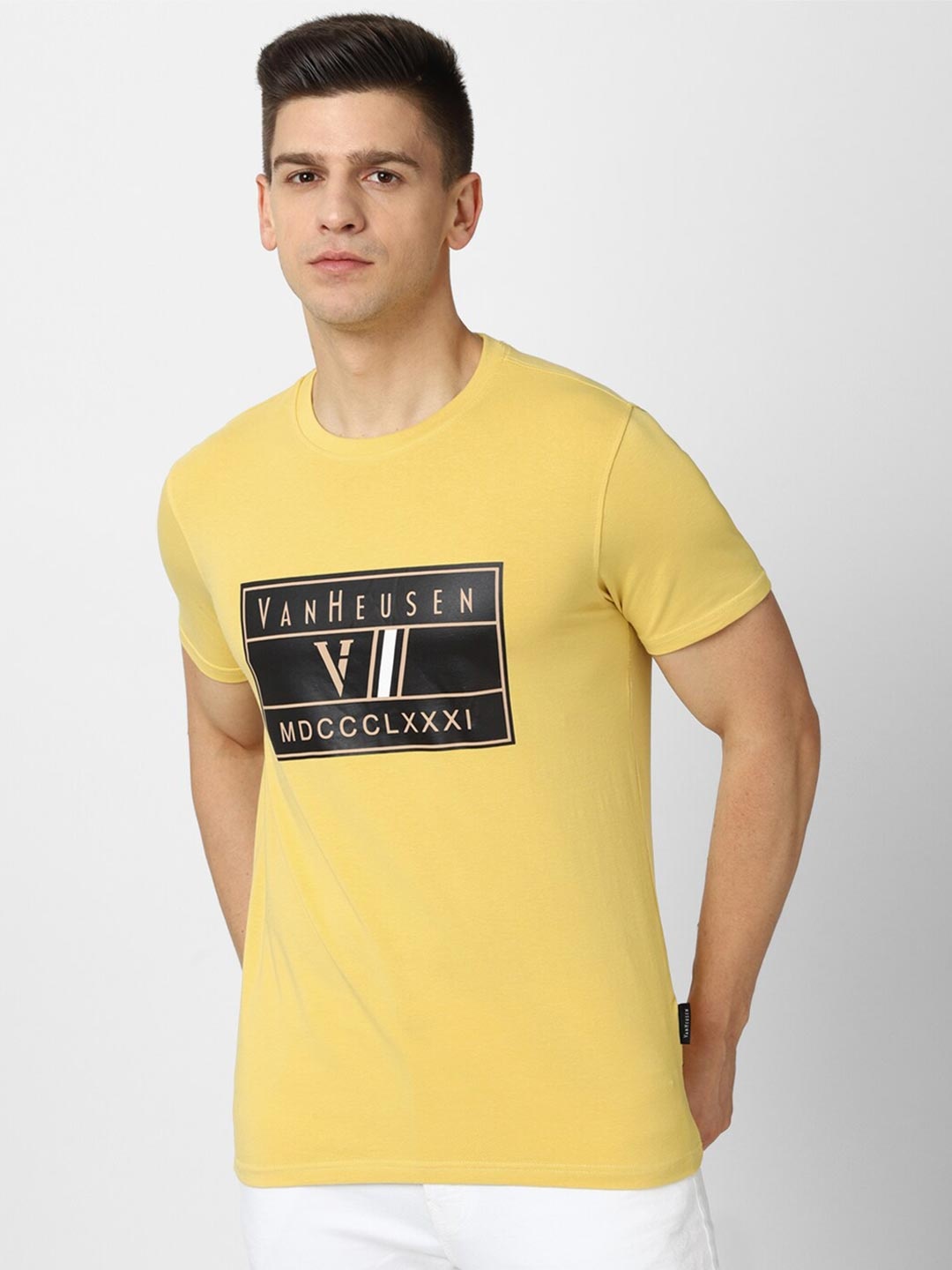

Van Heusen Sport Men Yellow Typography Printed T-shirt