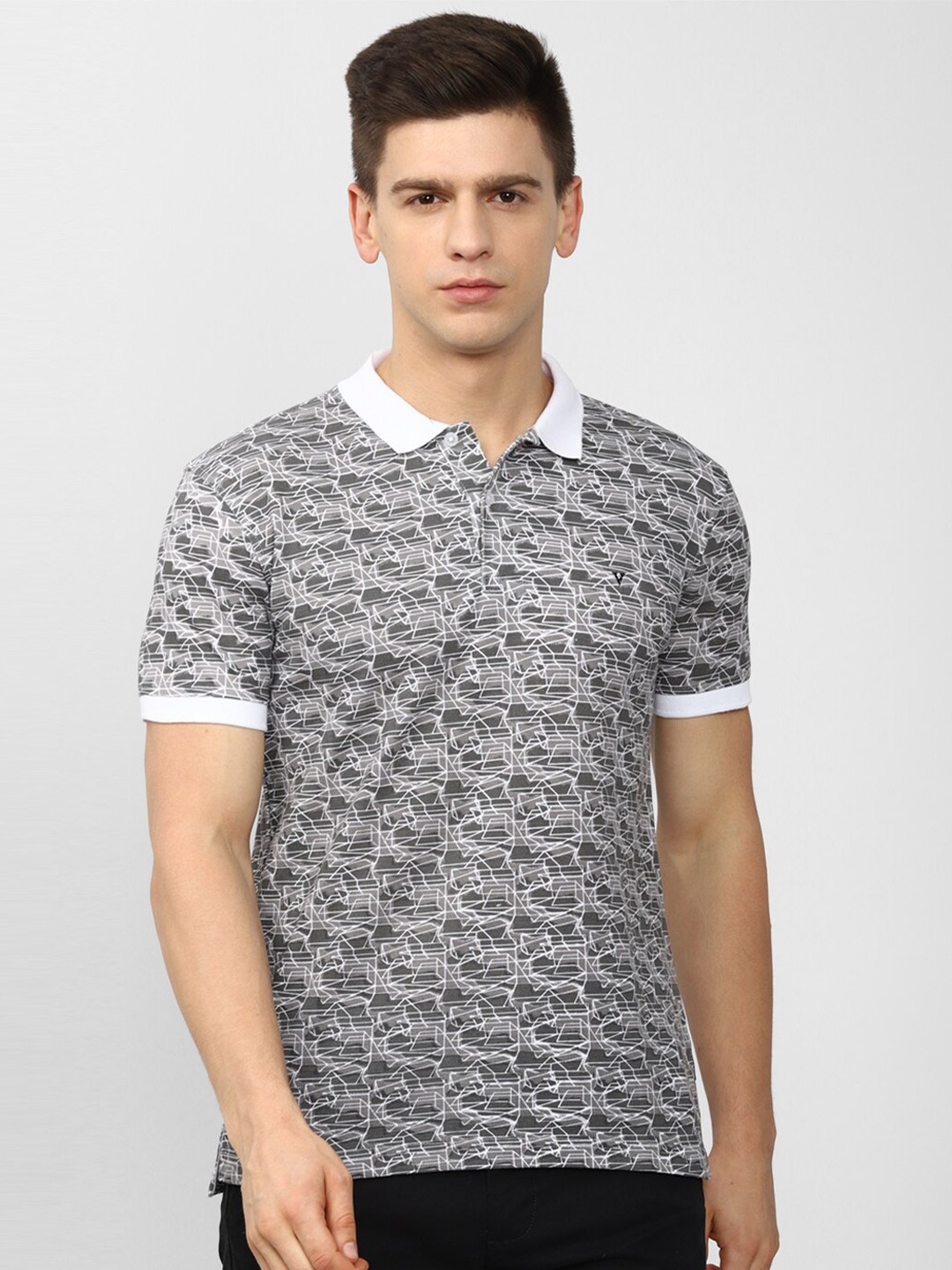 

Van Heusen Sport Men Grey & White Polo Collar T-shirt