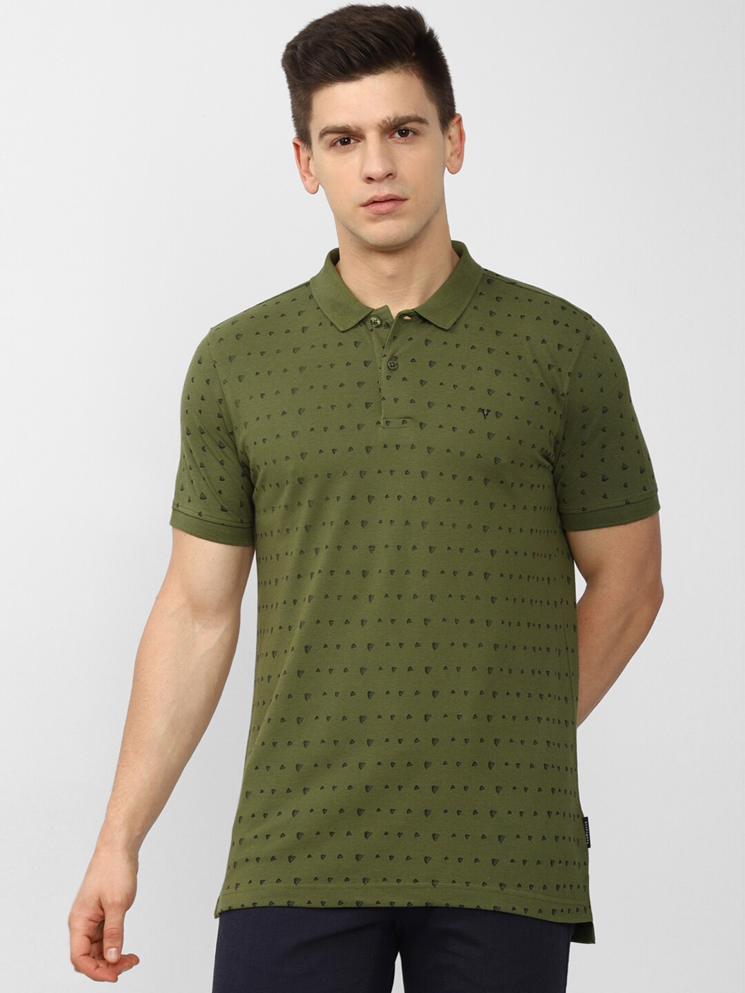 

Van Heusen Sport Men Olive Green Printed Polo Collar T-shirt