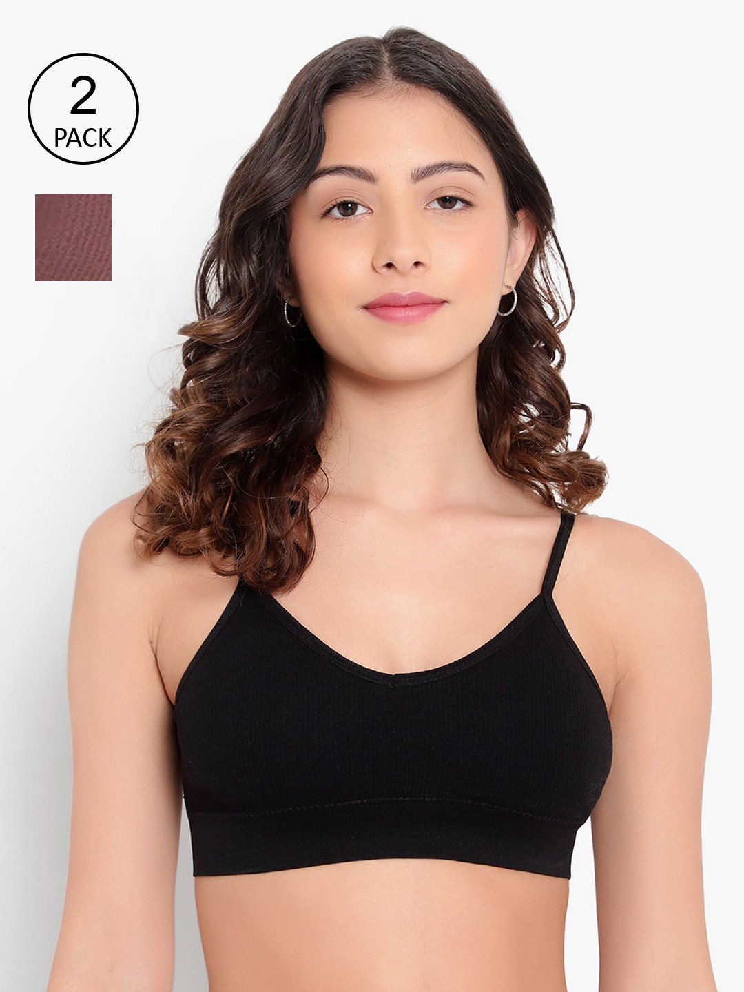 

PARKHA Pack Of 2 Black & Brown Padded Bralette Bra