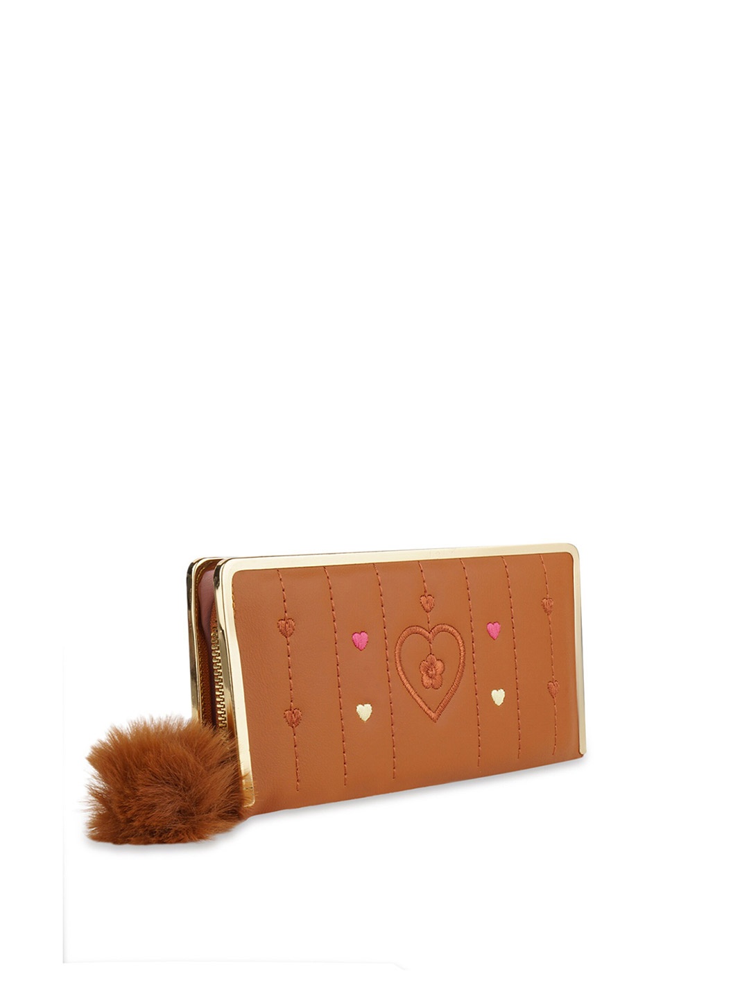 

Kanvas Katha Women Tan Geometric Embroidered PU Envelope Wallet
