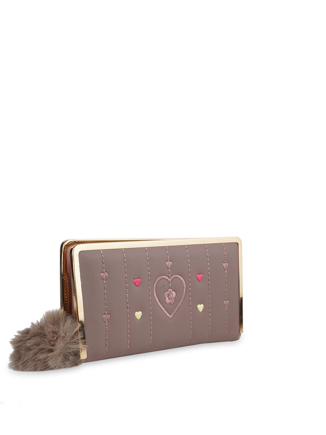 

Kanvas Katha Women Mauve & Gold-Toned Embroidered PU Envelope