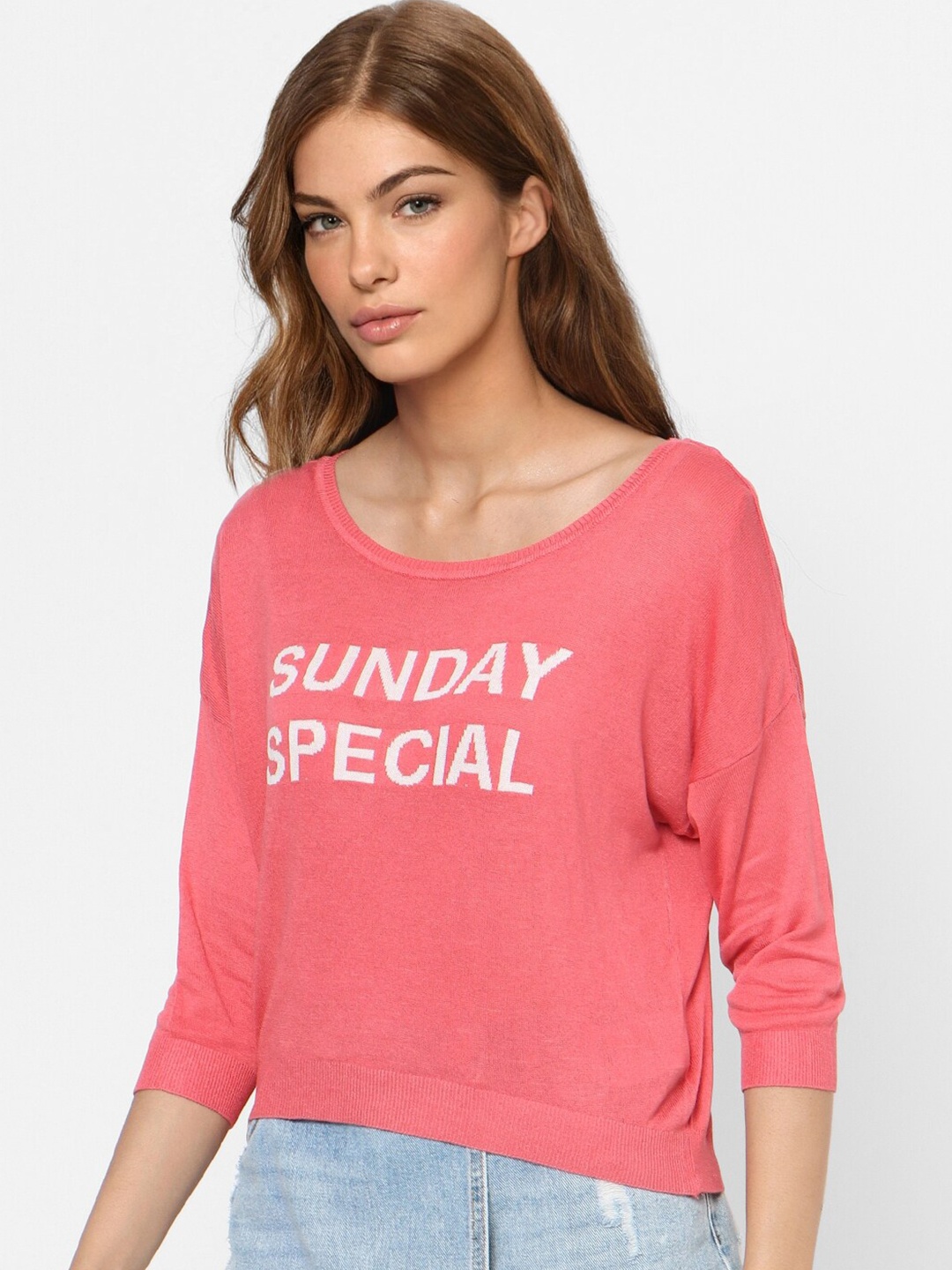 ONLY Women Pink Printed Sweatshirt