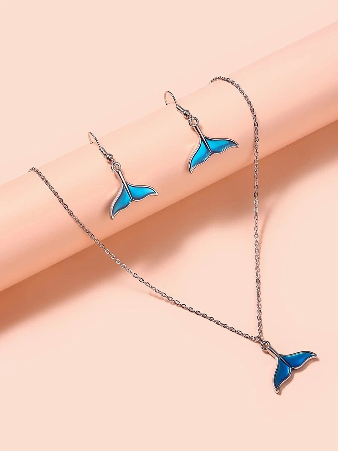 

EL REGALO Blue Dolphin Tail Jewellery Set, Silver