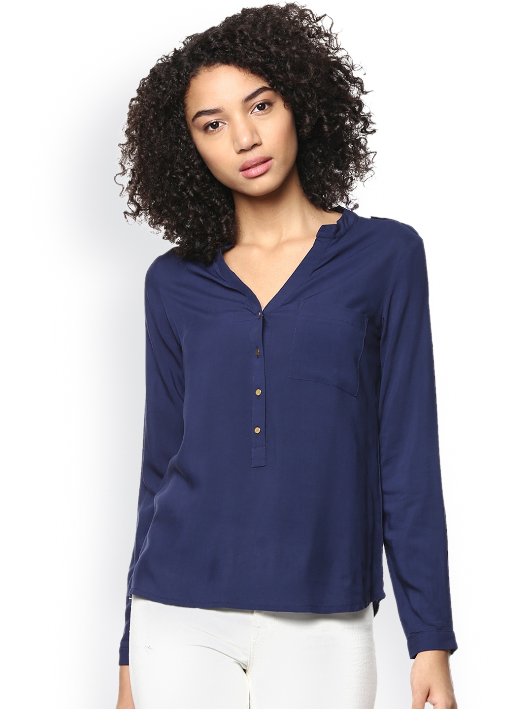 

Harpa Navy Shirt-Style Top, Navy blue