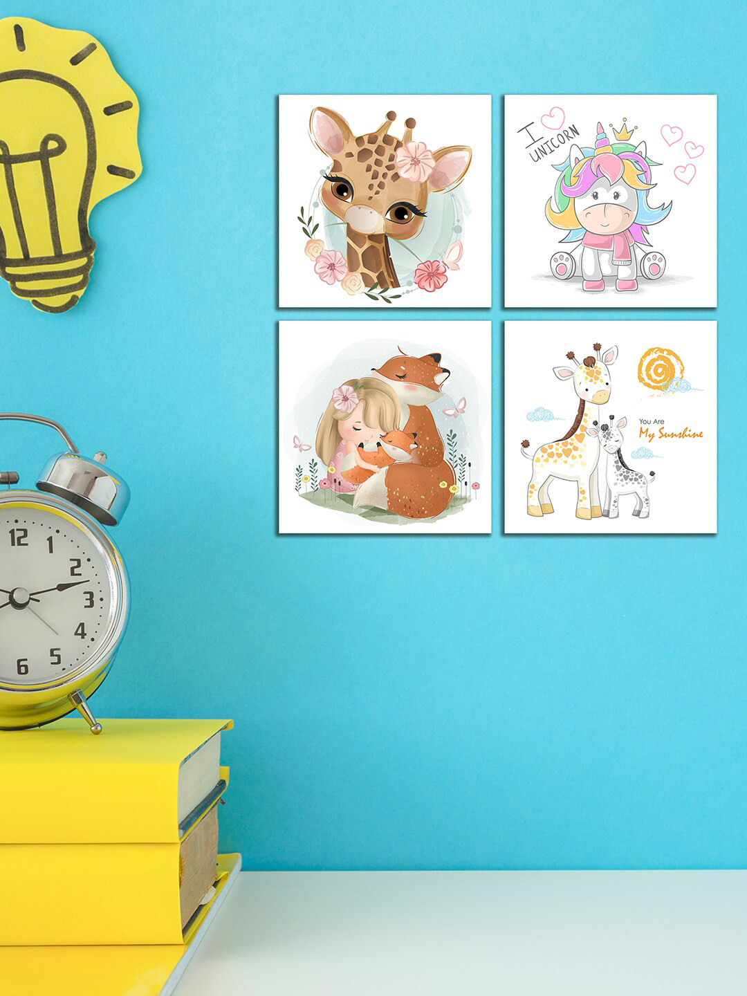 

WENS Set of 4 White and Brown Cute Cartoon Wall Panels
