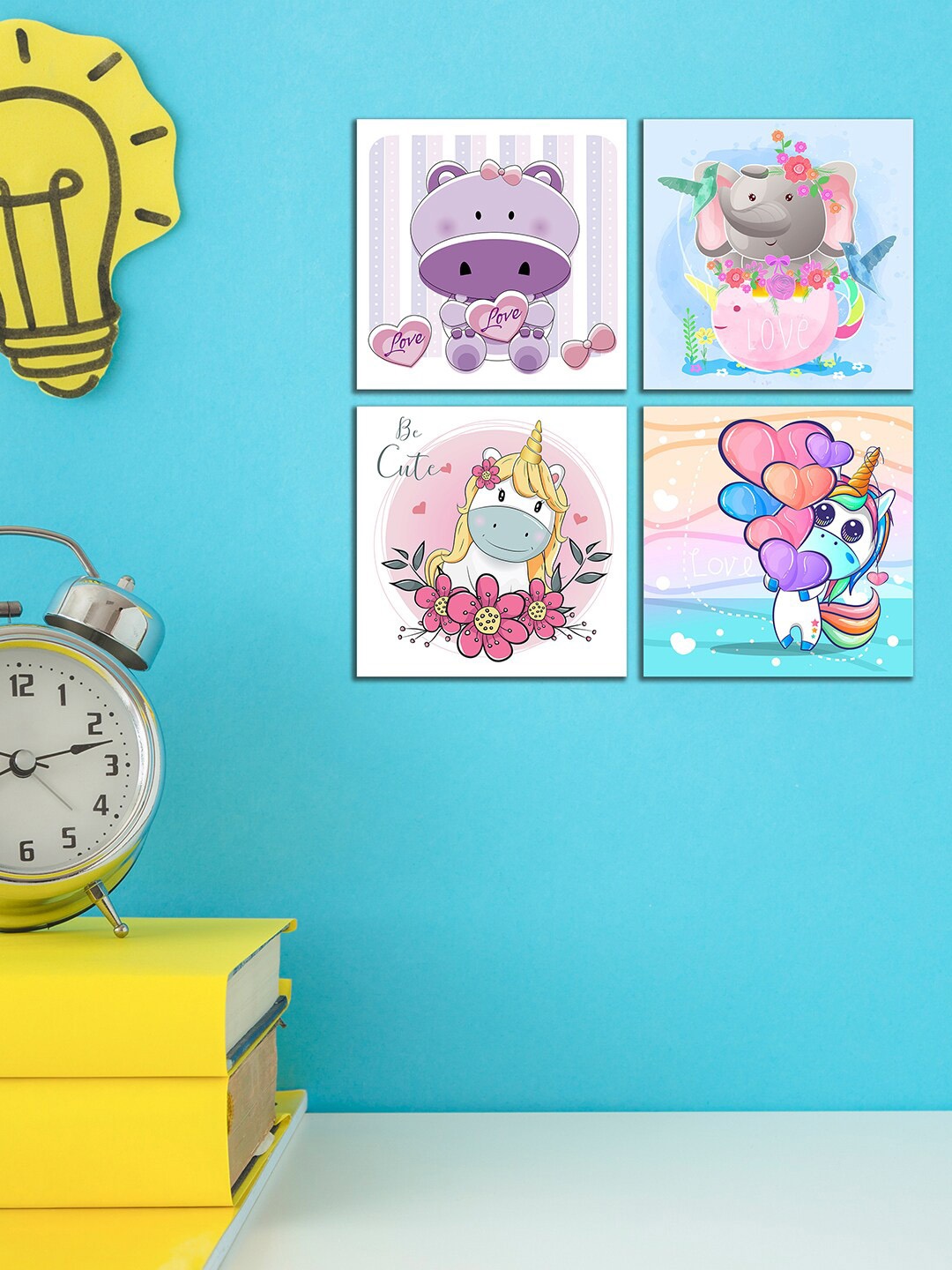 

WENS Set of 4 Purple and Pink Cute Cartoon Wall Panels