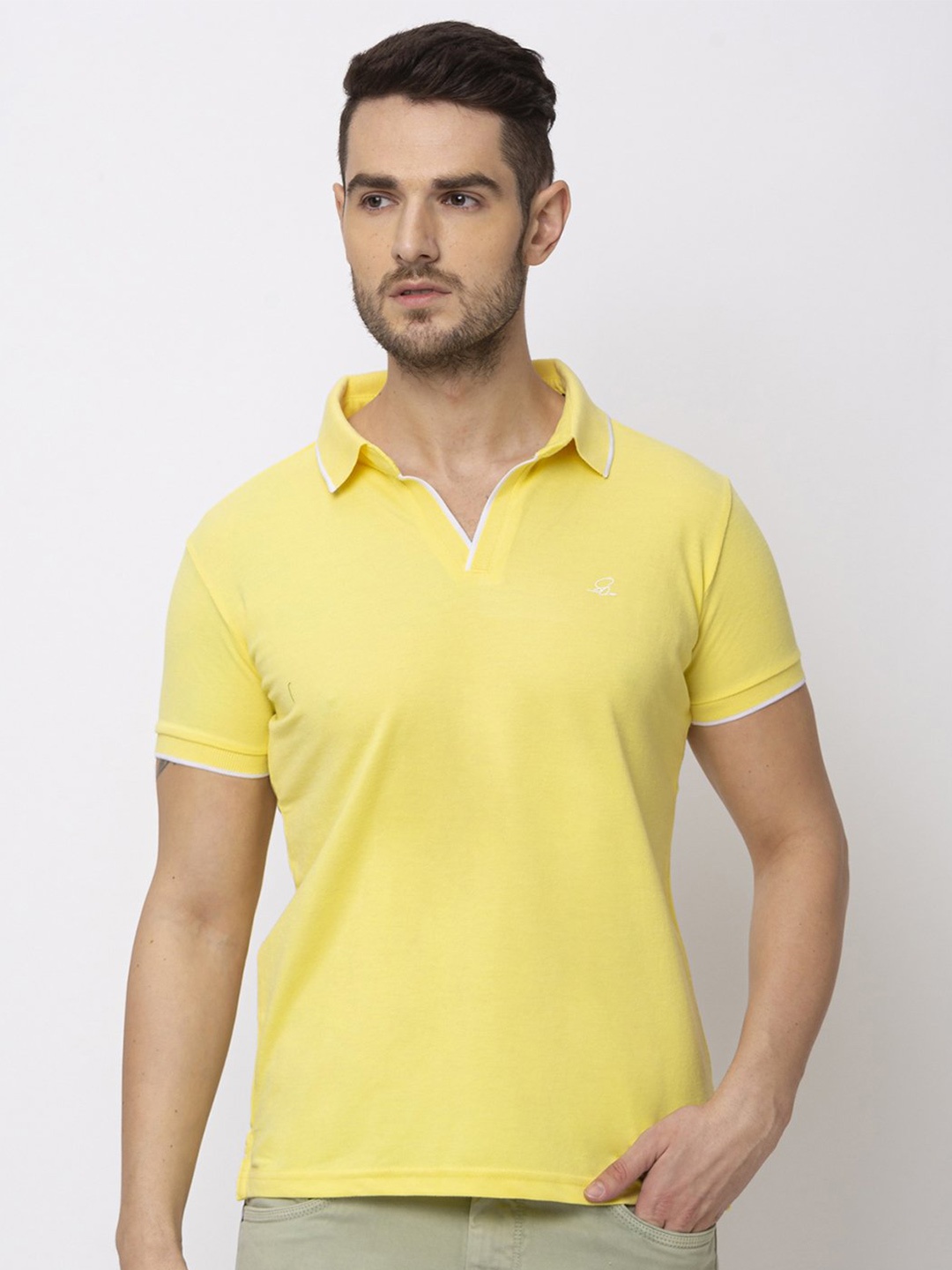 

Status Quo Men Yellow Polo Collar T-shirt