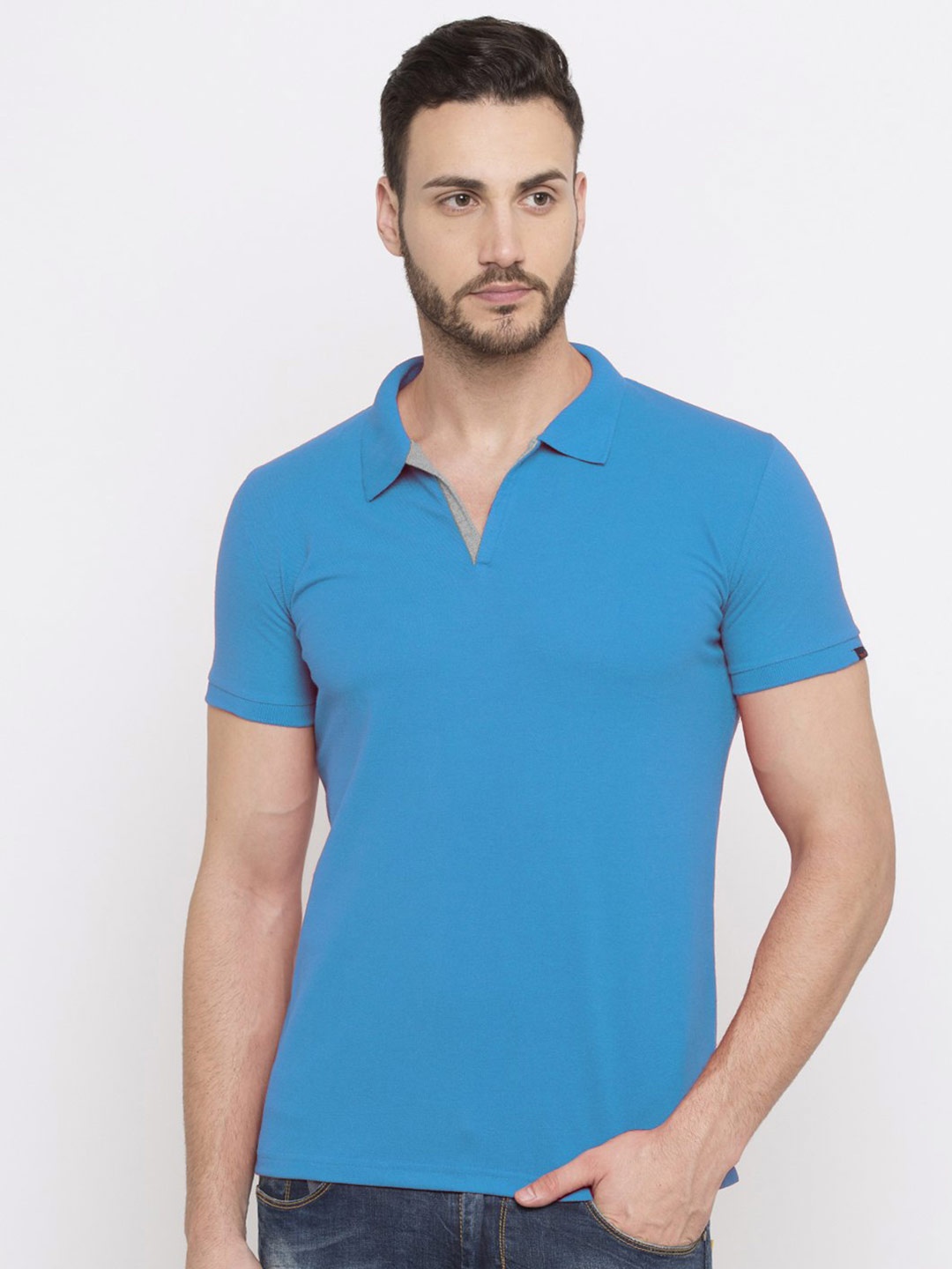 

Status Quo Men Blue Polo Collar T-shirt