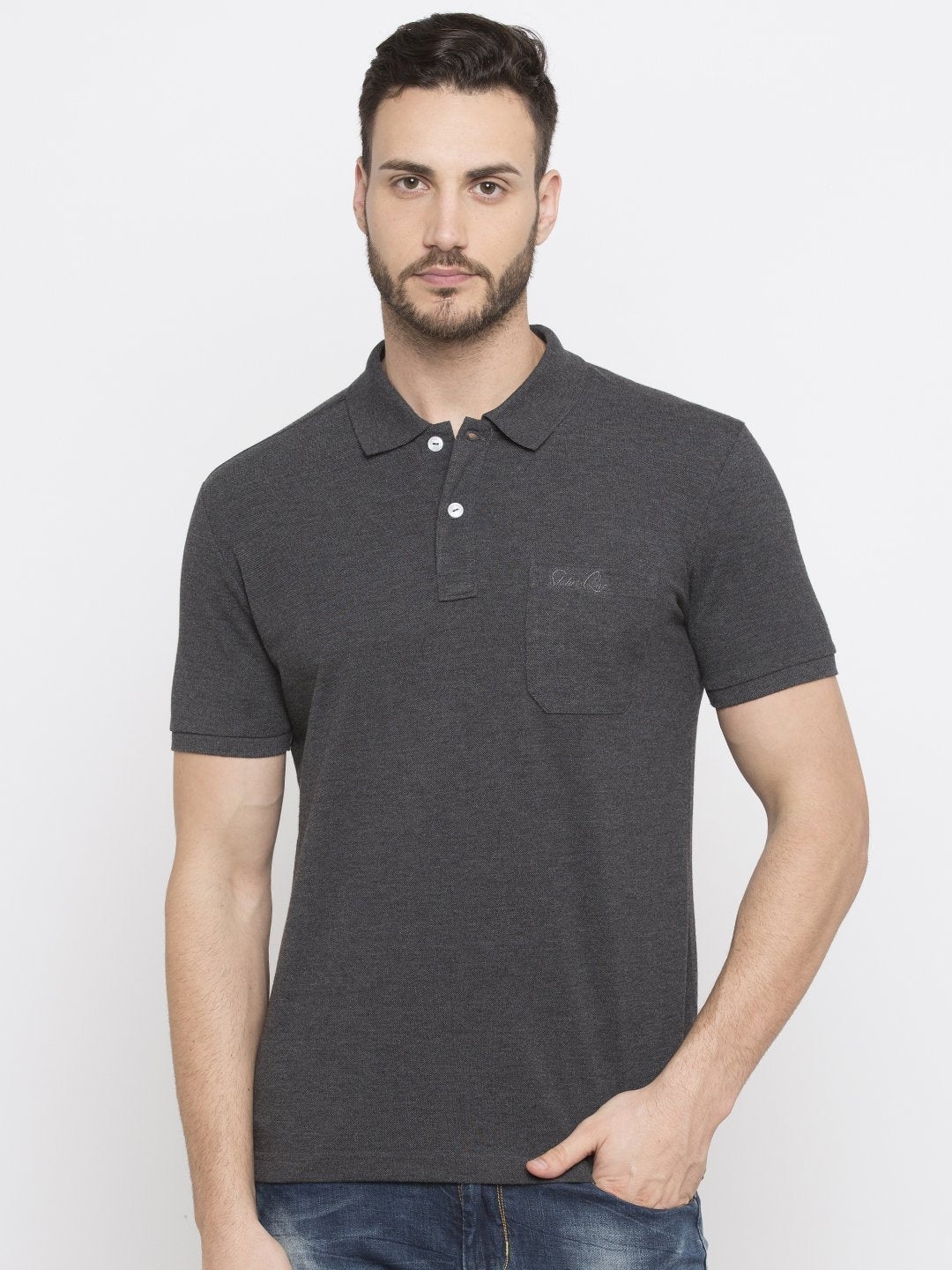 

Status Quo Men Grey Polo Collar T-shirt