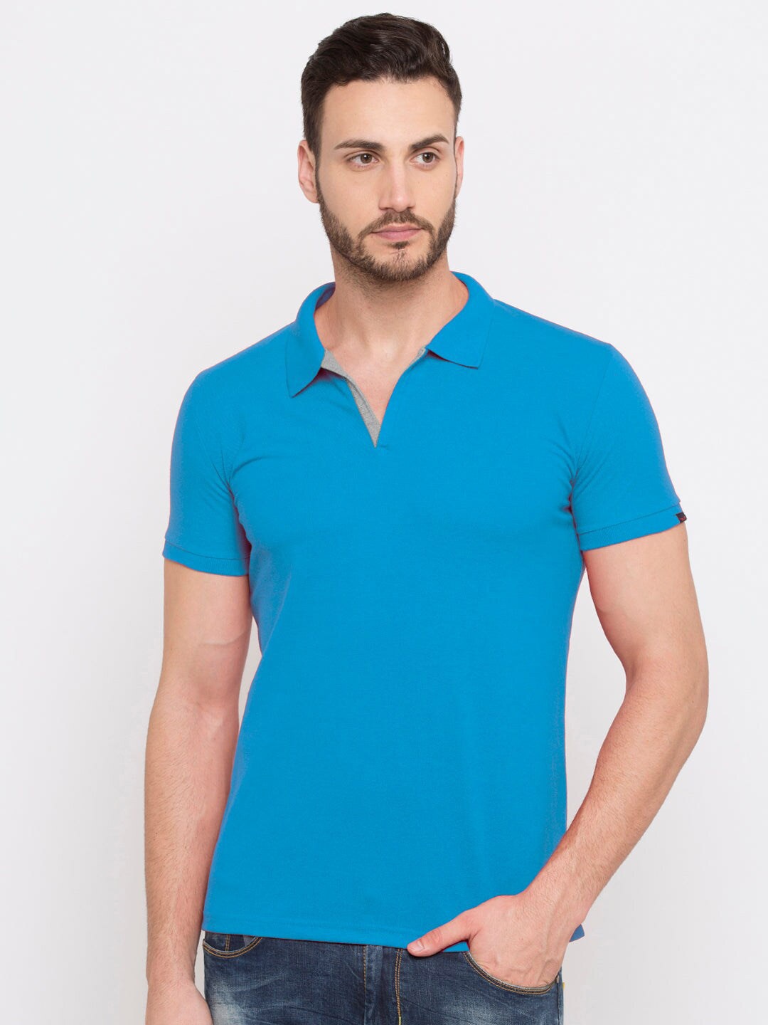 

Status Quo Men Blue Polo Collar T-shirt