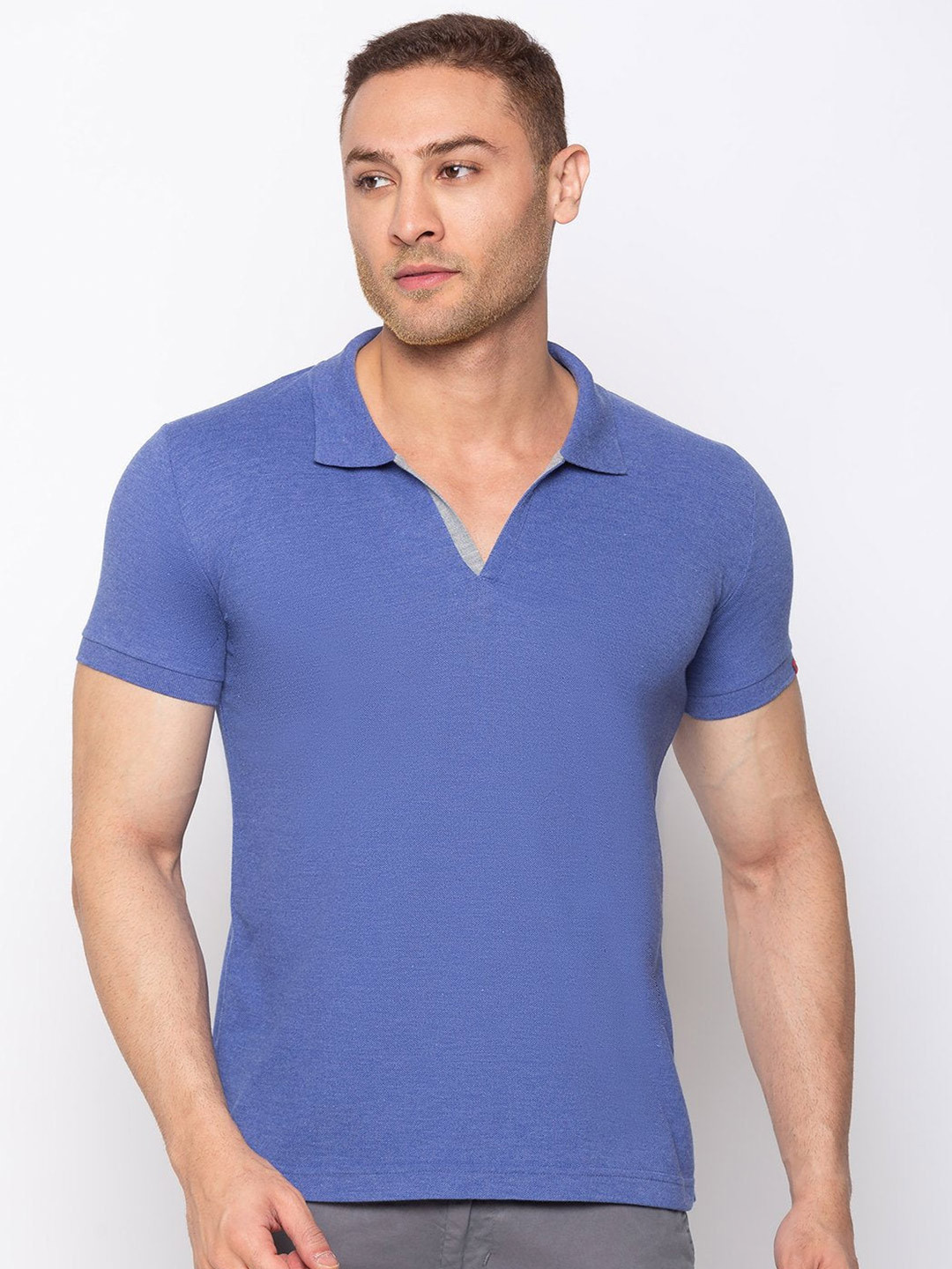 

Status Quo Men Blue Polo Collar T-shirt