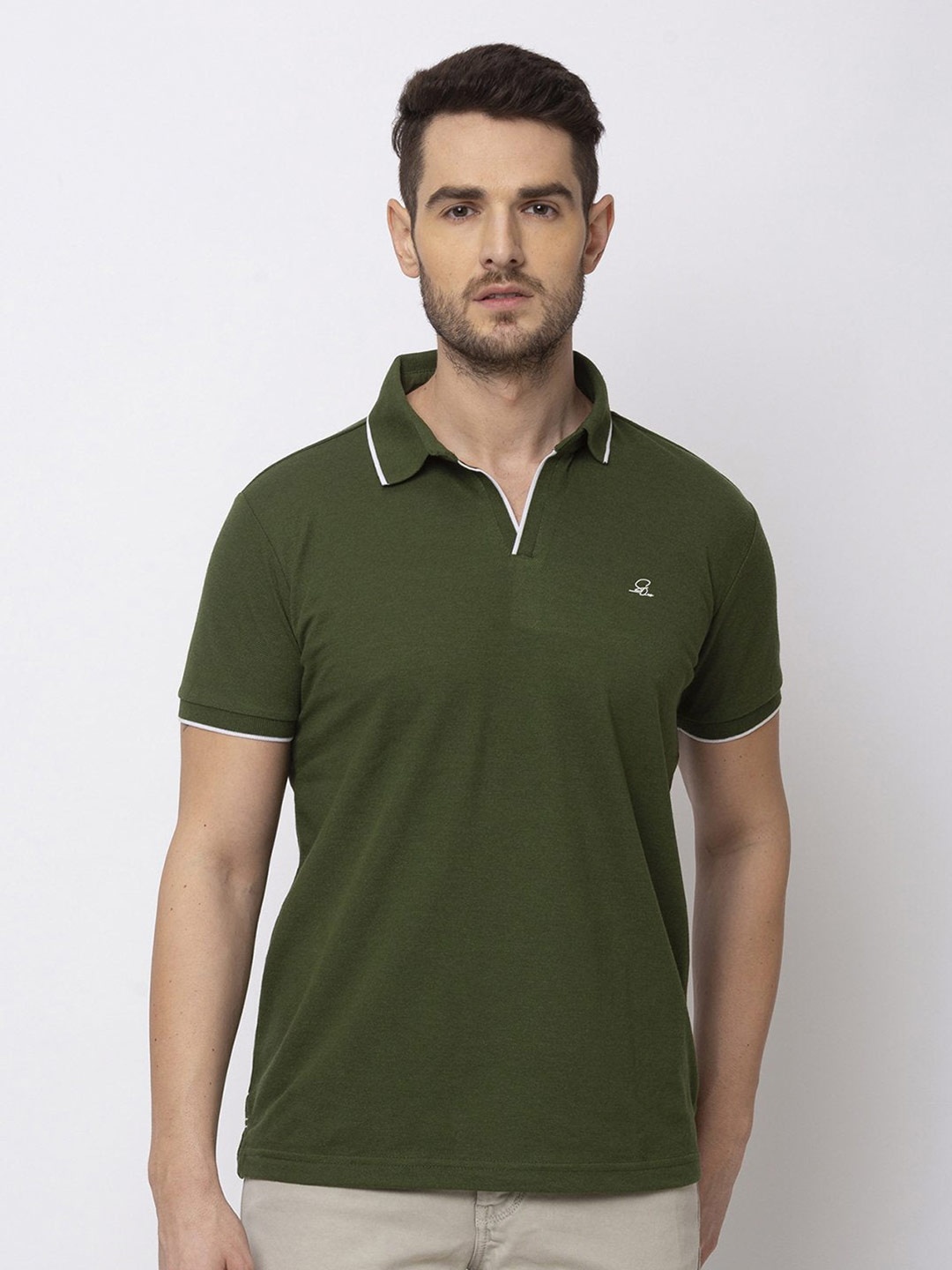 

Status Quo Men Green Polo Collar T-shirt