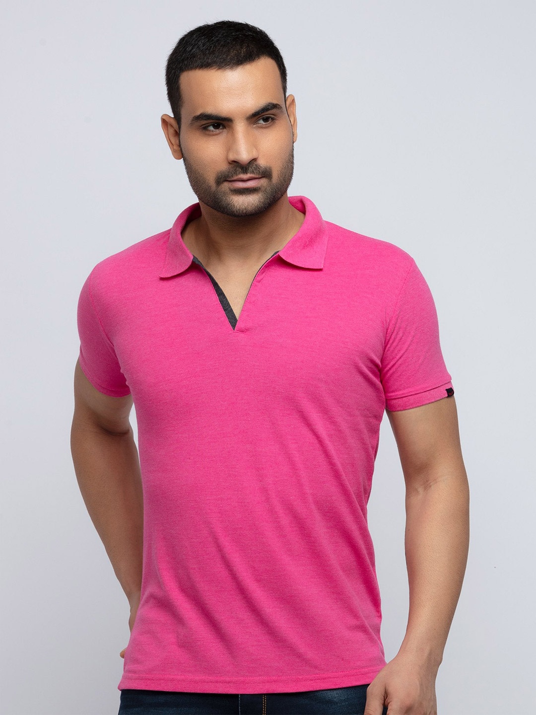 

Status Quo Men Pink Polo Collar T-shirt