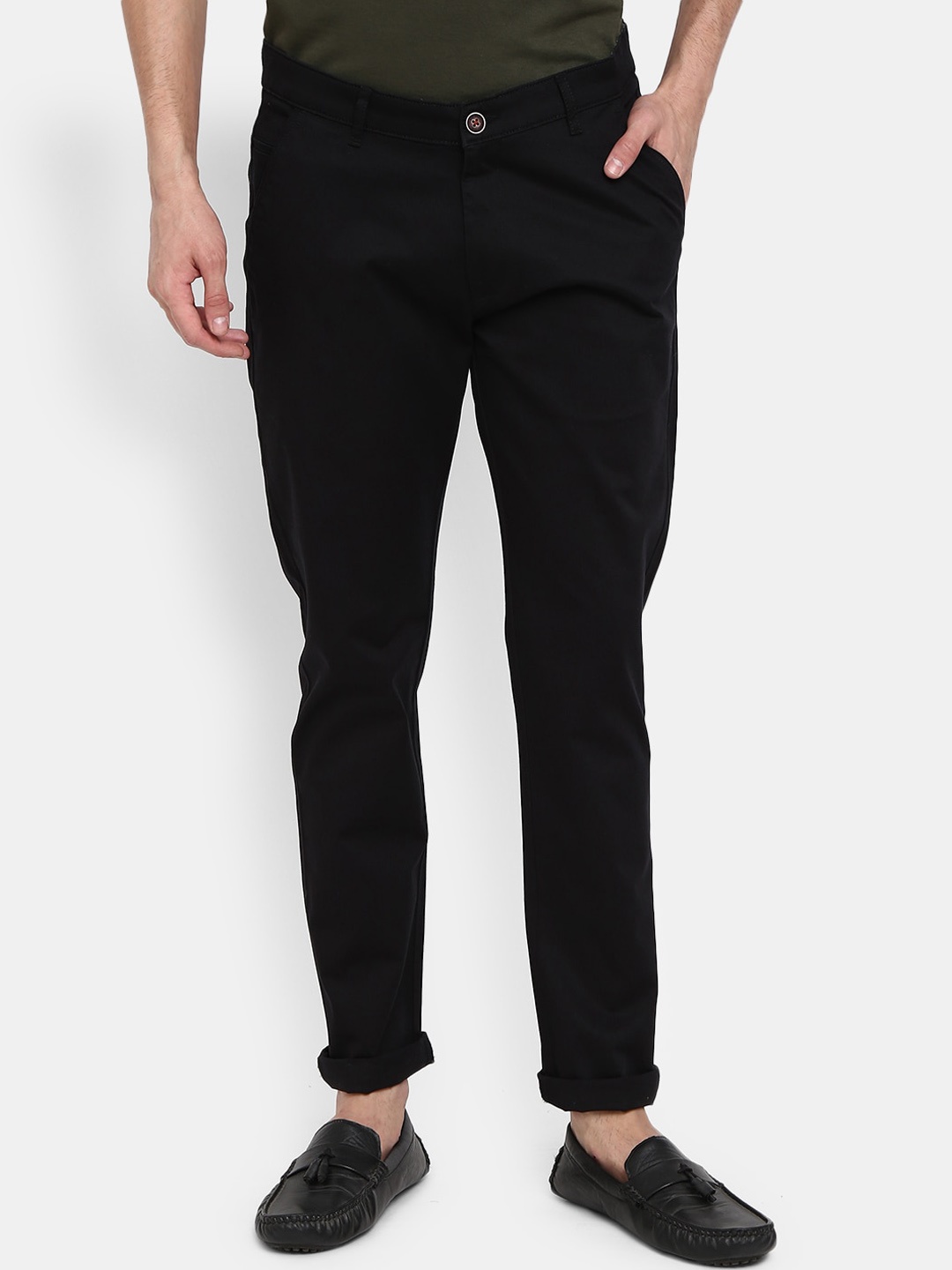 

V-Mart Men Black Classic Slim Fit Chinos Trousers