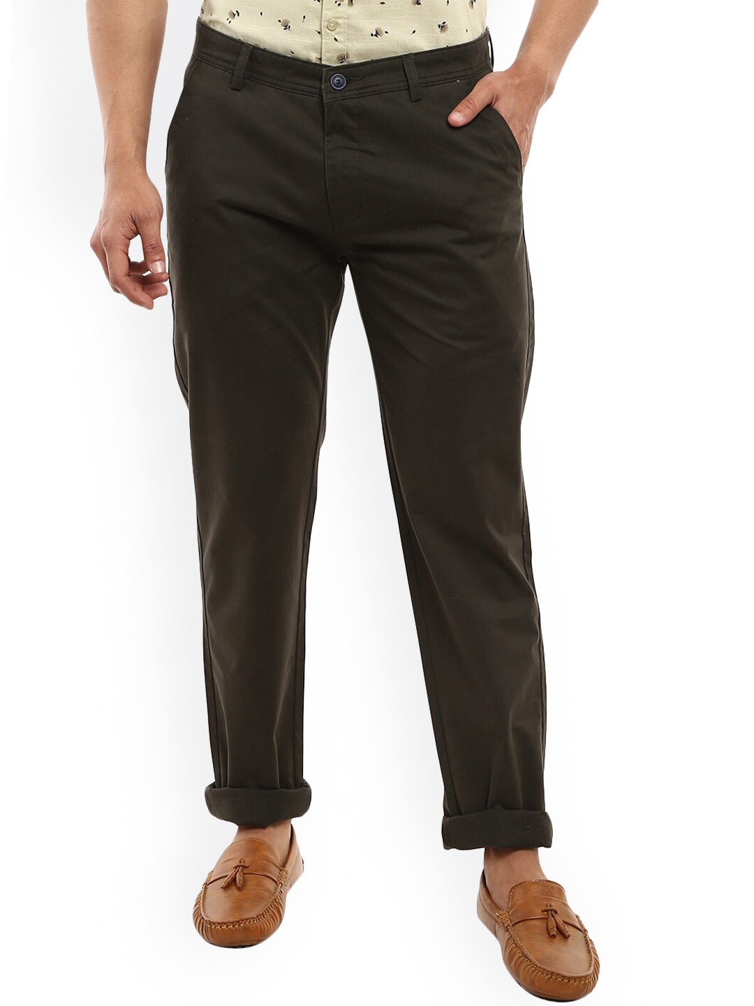 

V-Mart Men Olive Green Classic Chinos Cotton Trousers