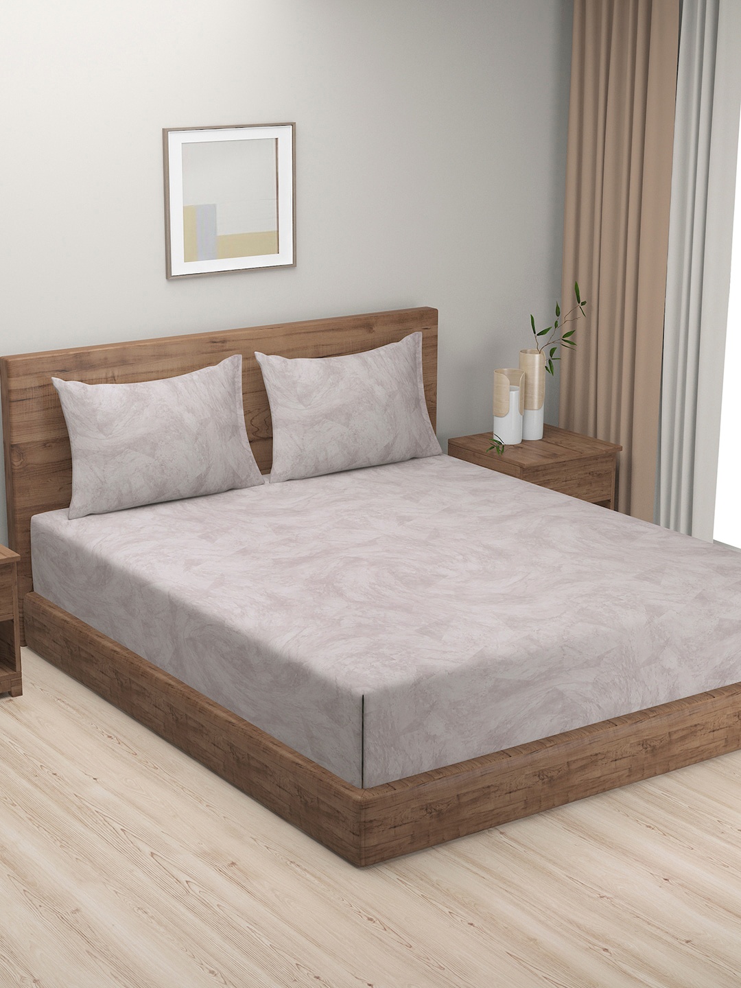 

SWAYAM Brown Printed 200 TC Queen Bedsheet with 2 Pillow Covers