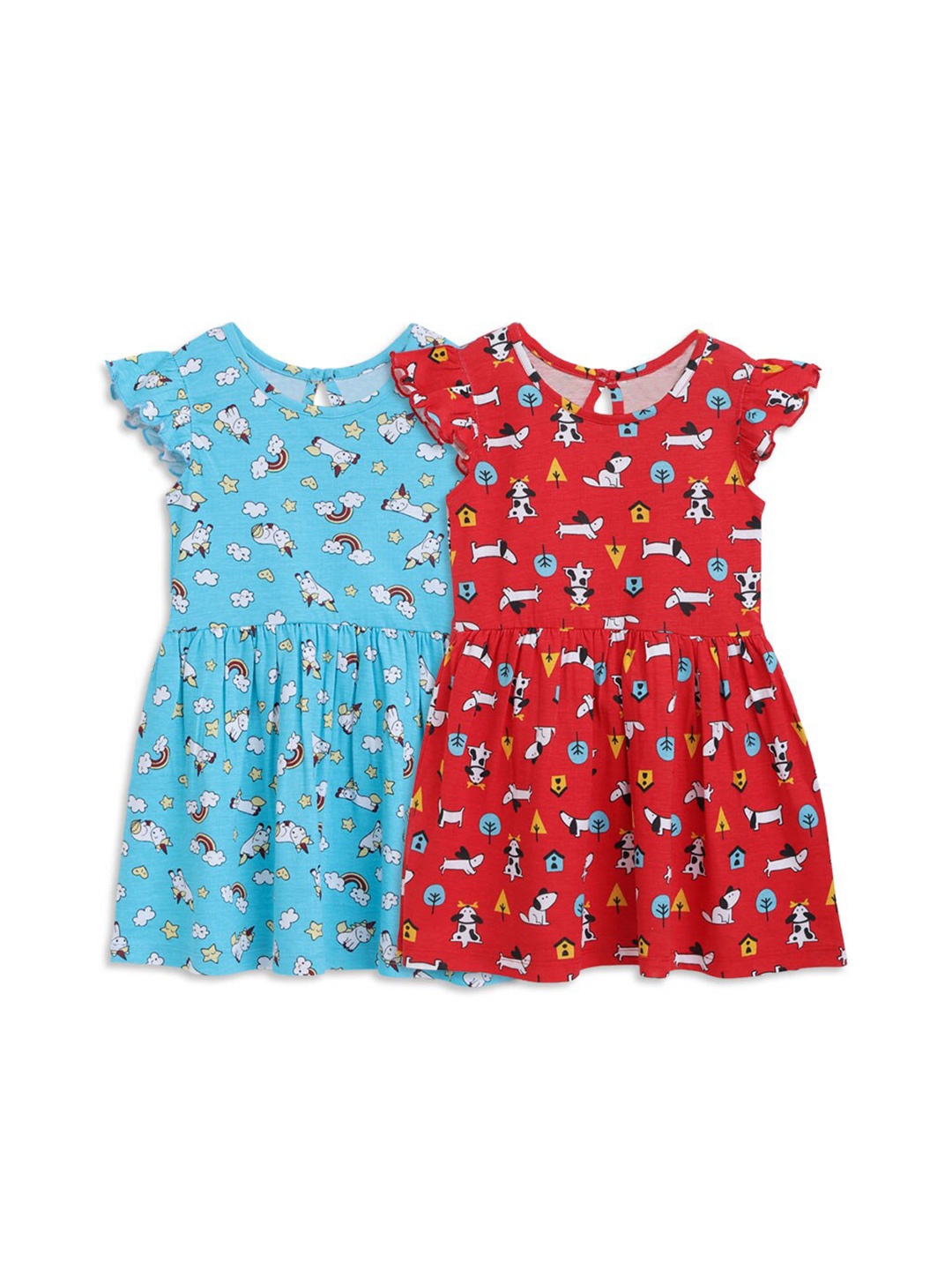 

SuperBottoms Red & Blue Animal Sustainable A-Line Dress