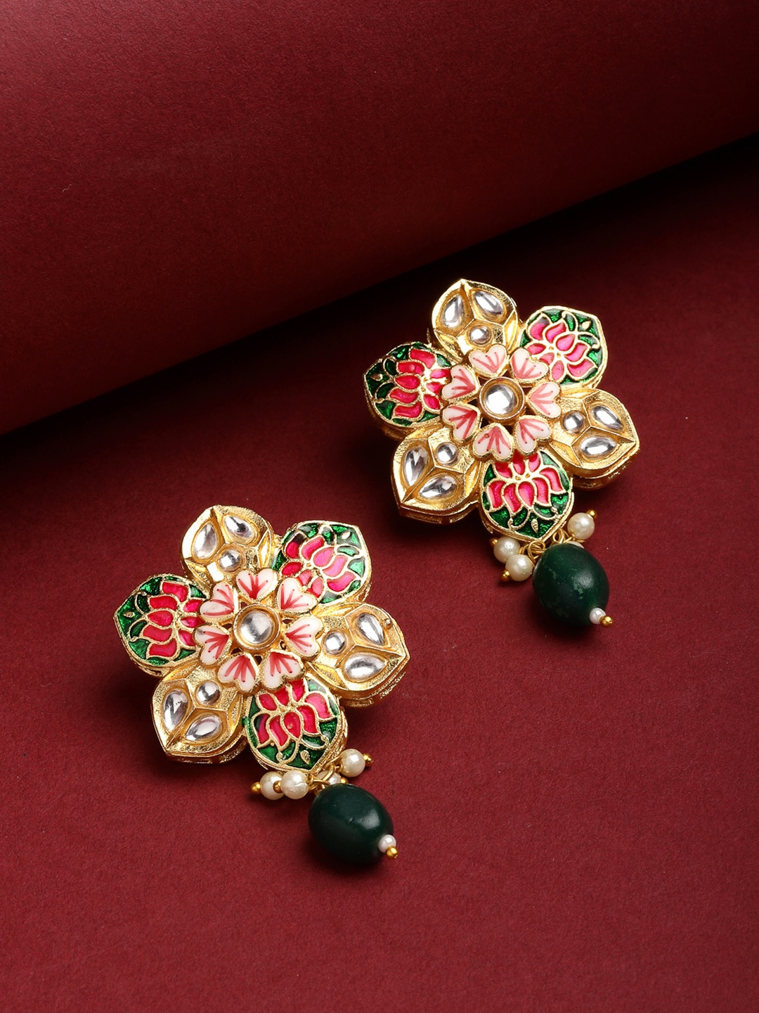 

PANASH Women Gold-Toned Floral Studs Earrings