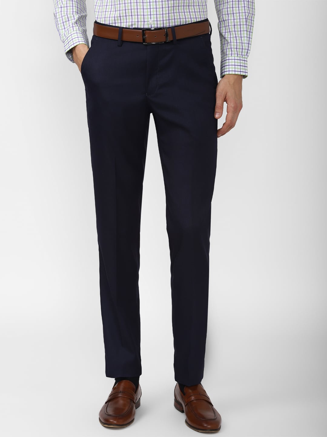

Peter England Men Navy Blue Slim Fit Trousers