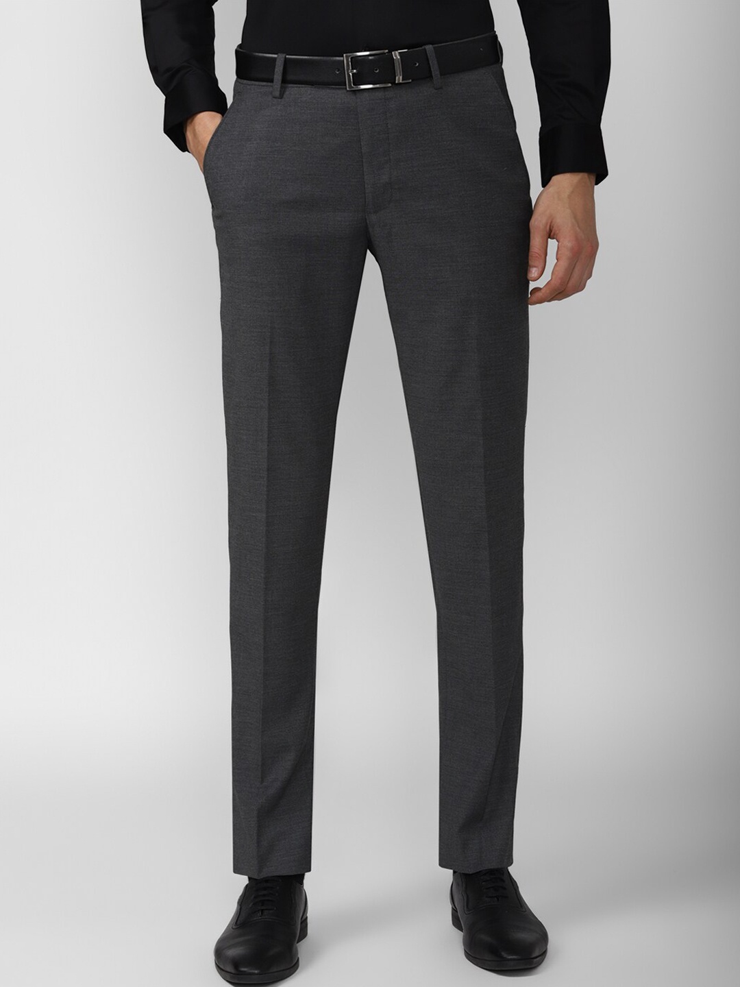 

Peter England Men Grey Slim Fit Trousers