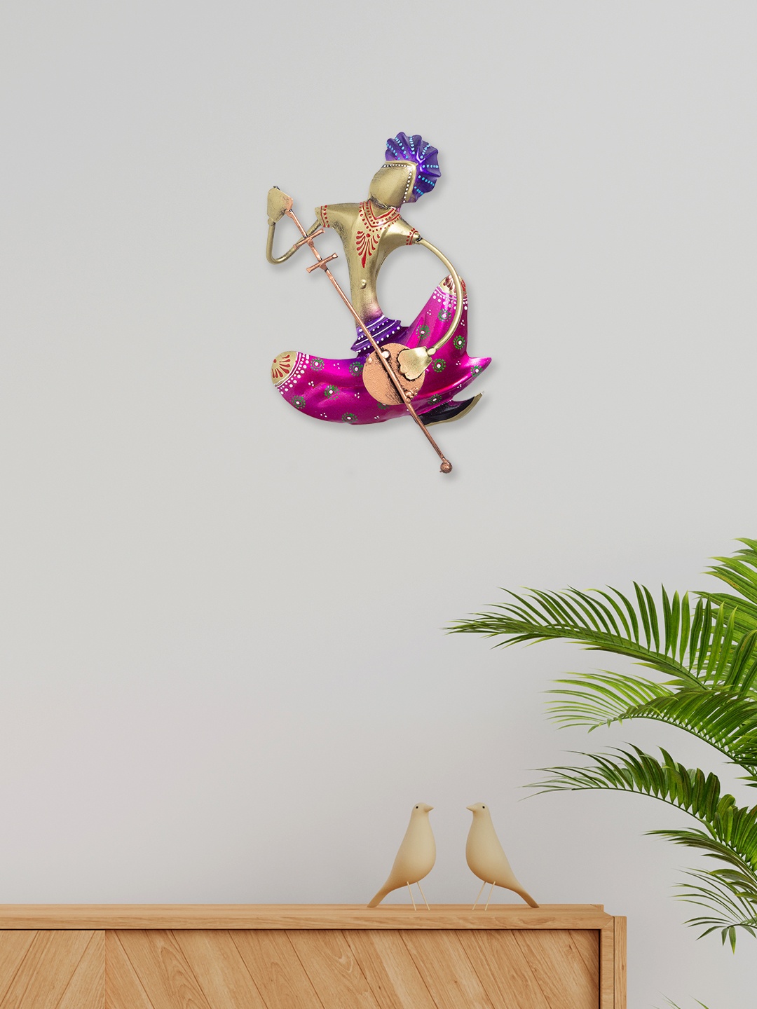 

Golden Peacock Pink Handcrafted Wall Decor
