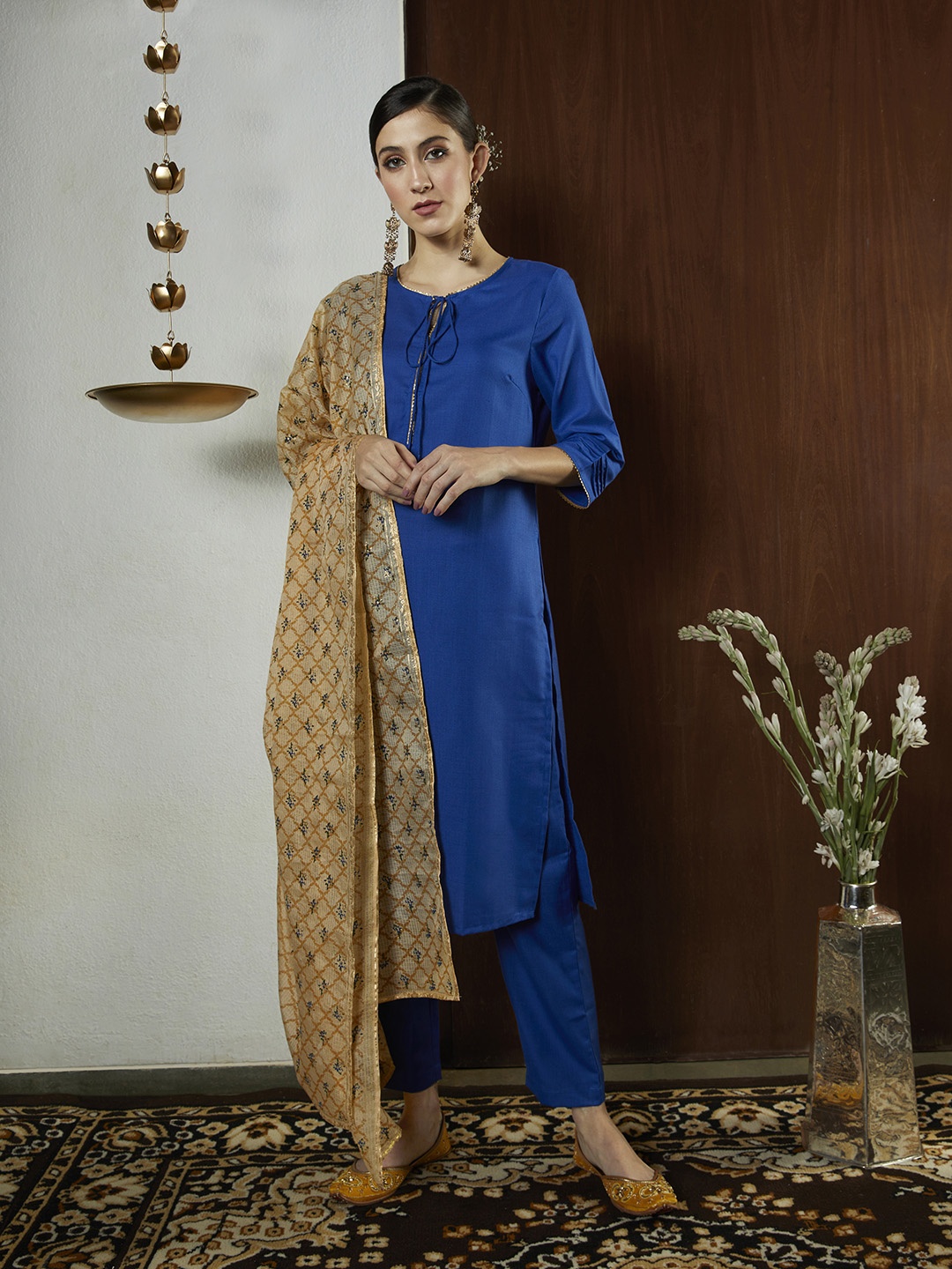 

Anouk Women Blue Kurta with Trousers & With Dupatta