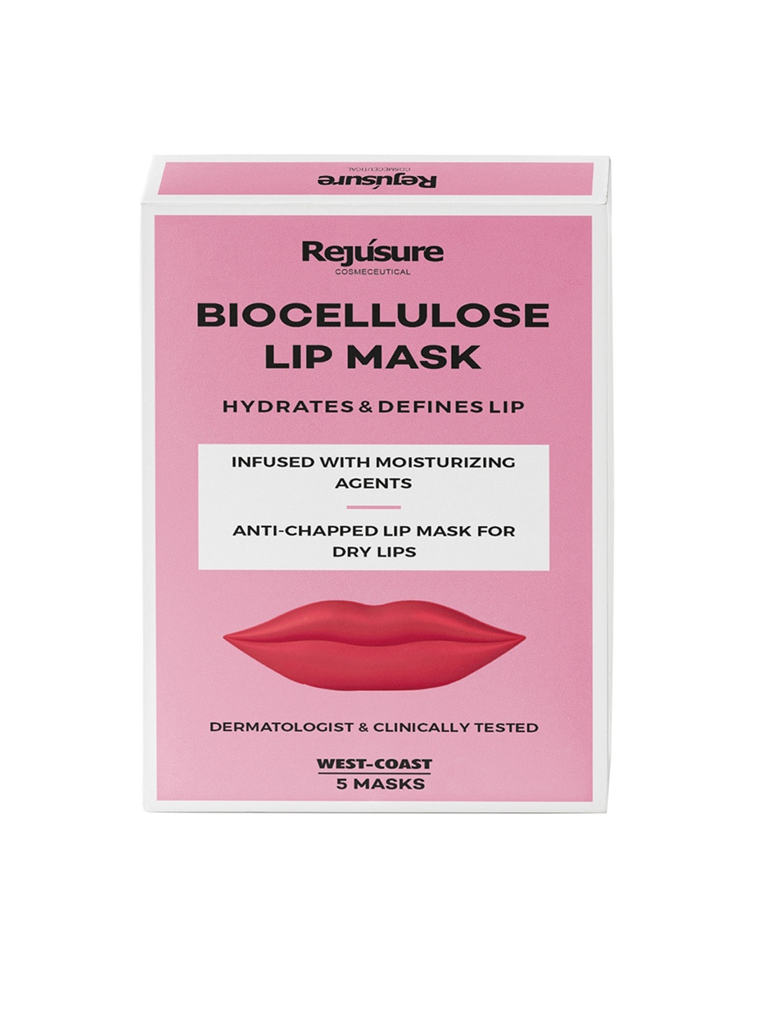 

REJUSURE Biocellulose Anti-Chapped Lip Mask To Hydrate & Define Dry Lips - 5 Masks, Pink