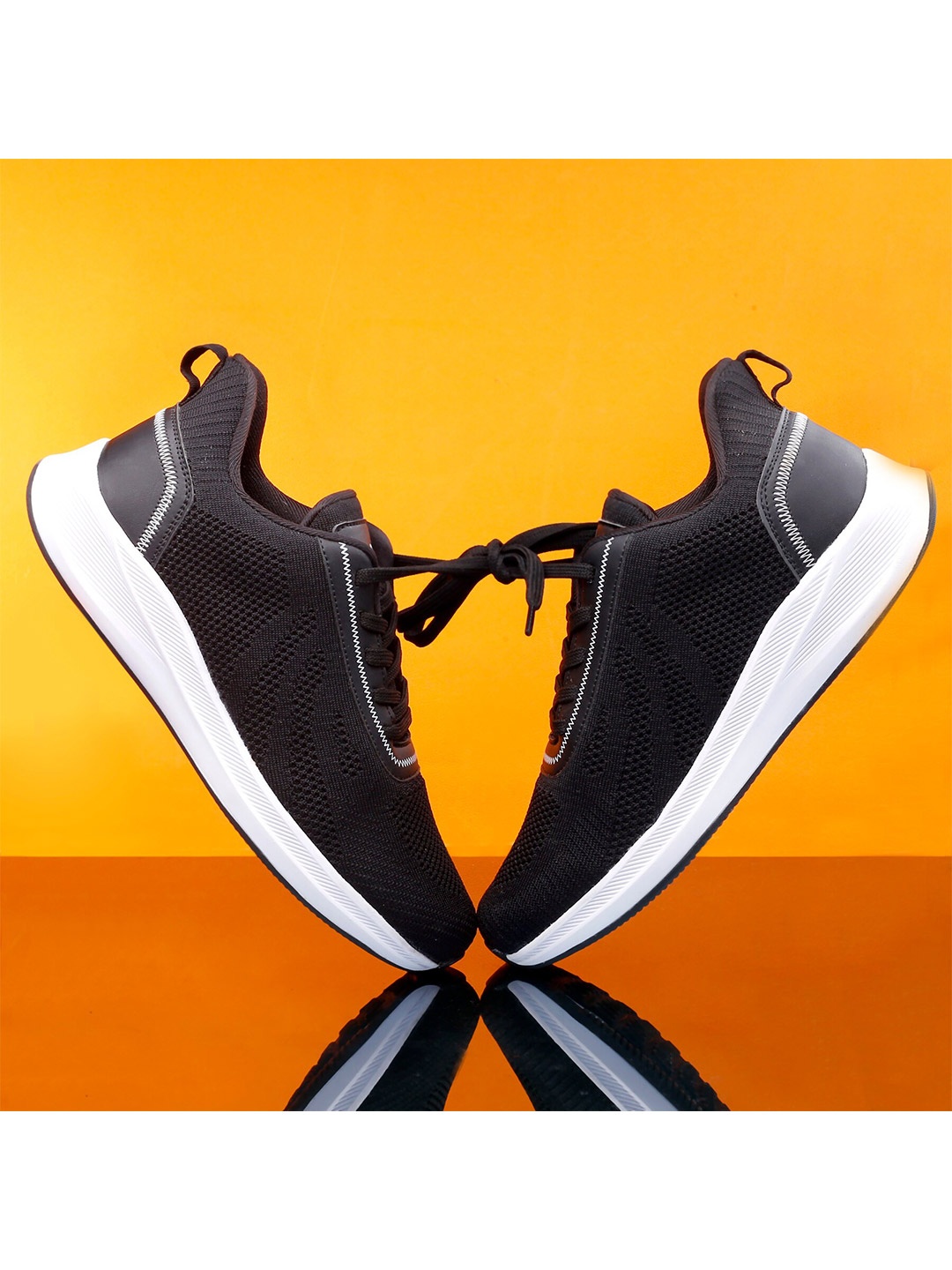 

Roadster Men Black Mesh Running Non-Marking Running & Gym shoes