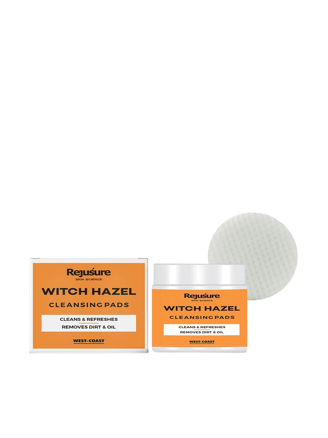 

REJUSURE Witch Hazel Cleansing Pads To Remove Dirt & Oil - 50 Pads, Orange