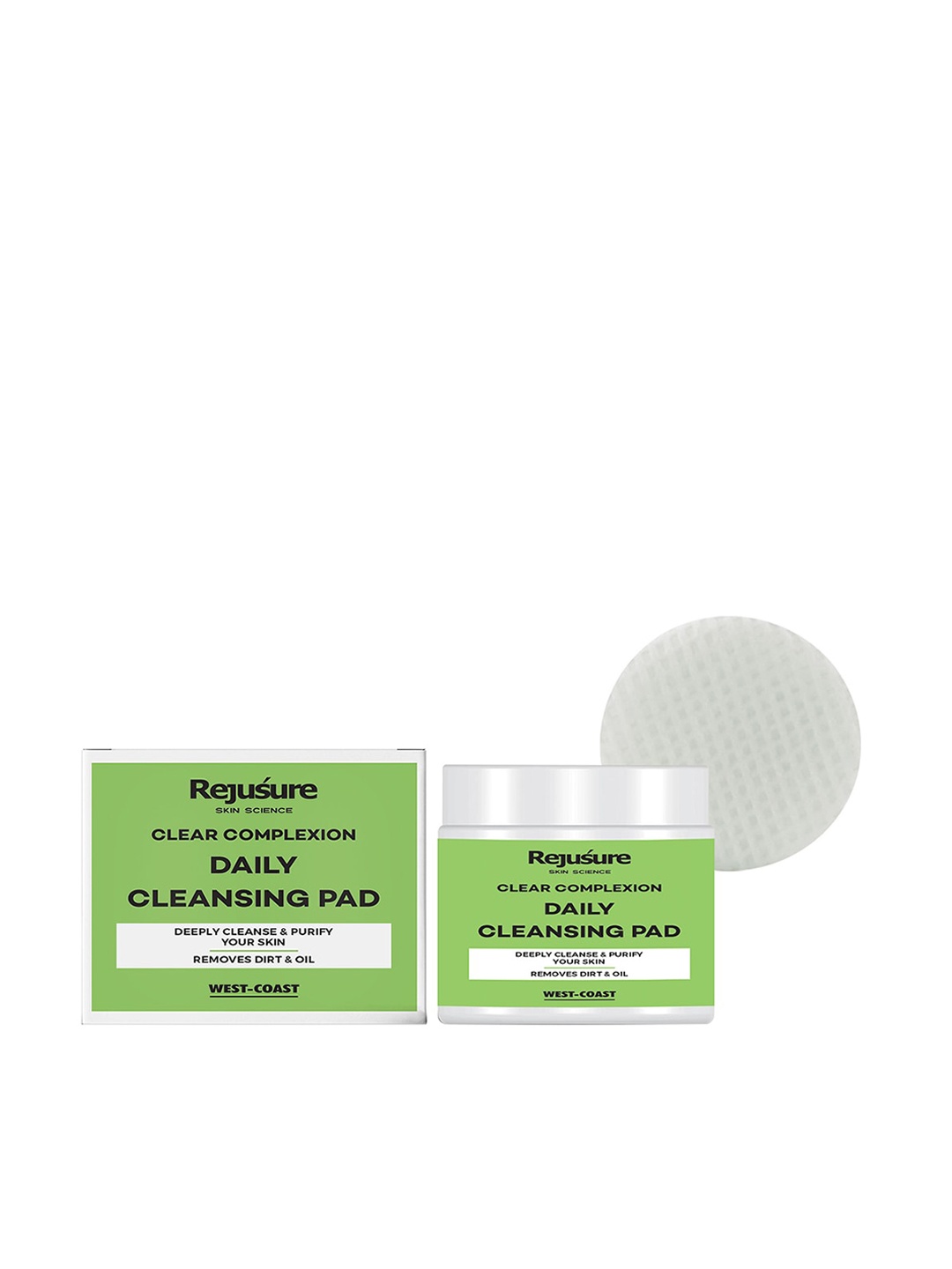 

REJUSURE Clear Complexion Daily Cleansing Pads To Remove Dirt & Oil - 50 Pads, Green