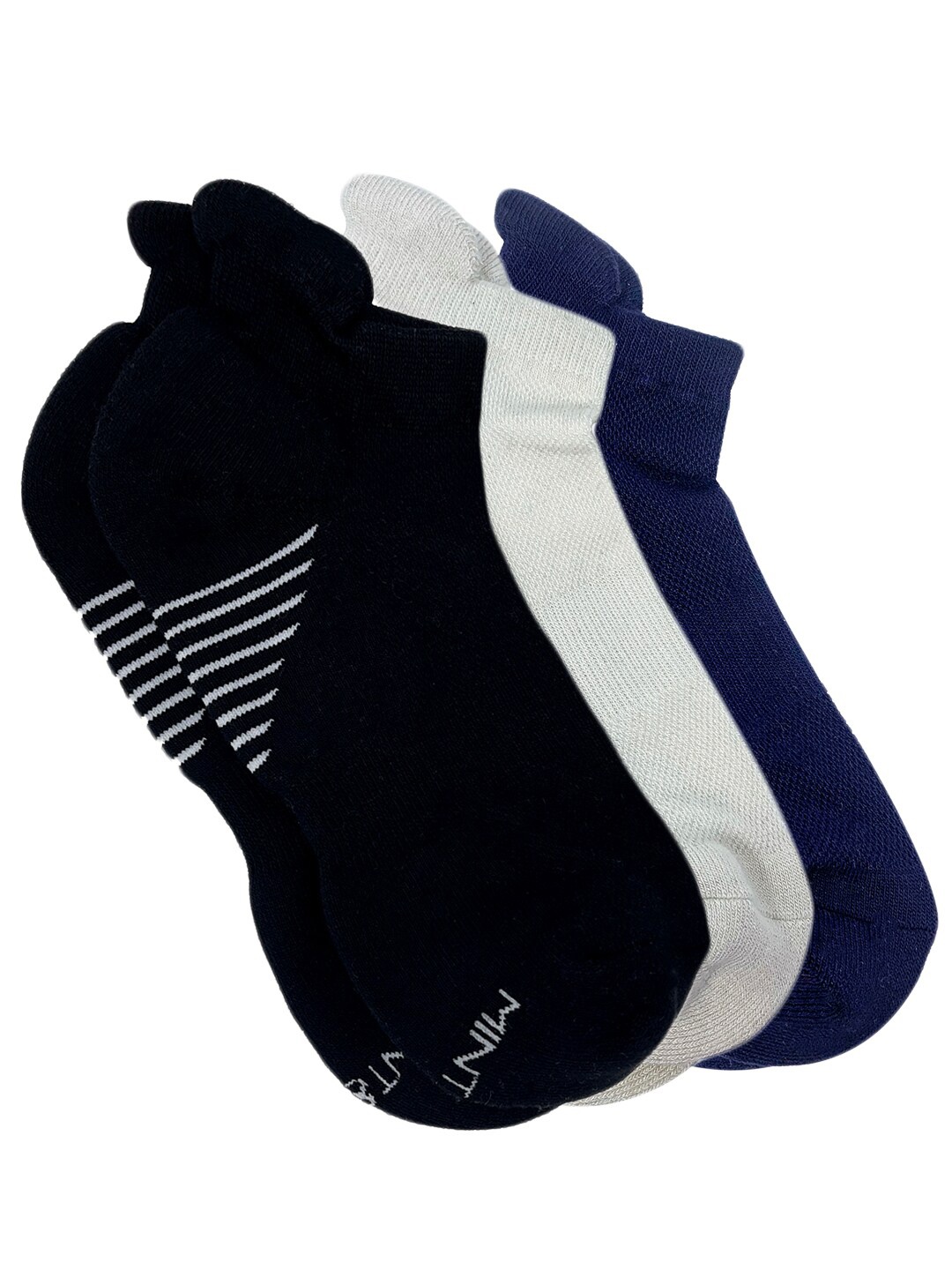 

Mint & Oak Men Pack Of 3 Solid Ankle-Length Socks, Navy blue