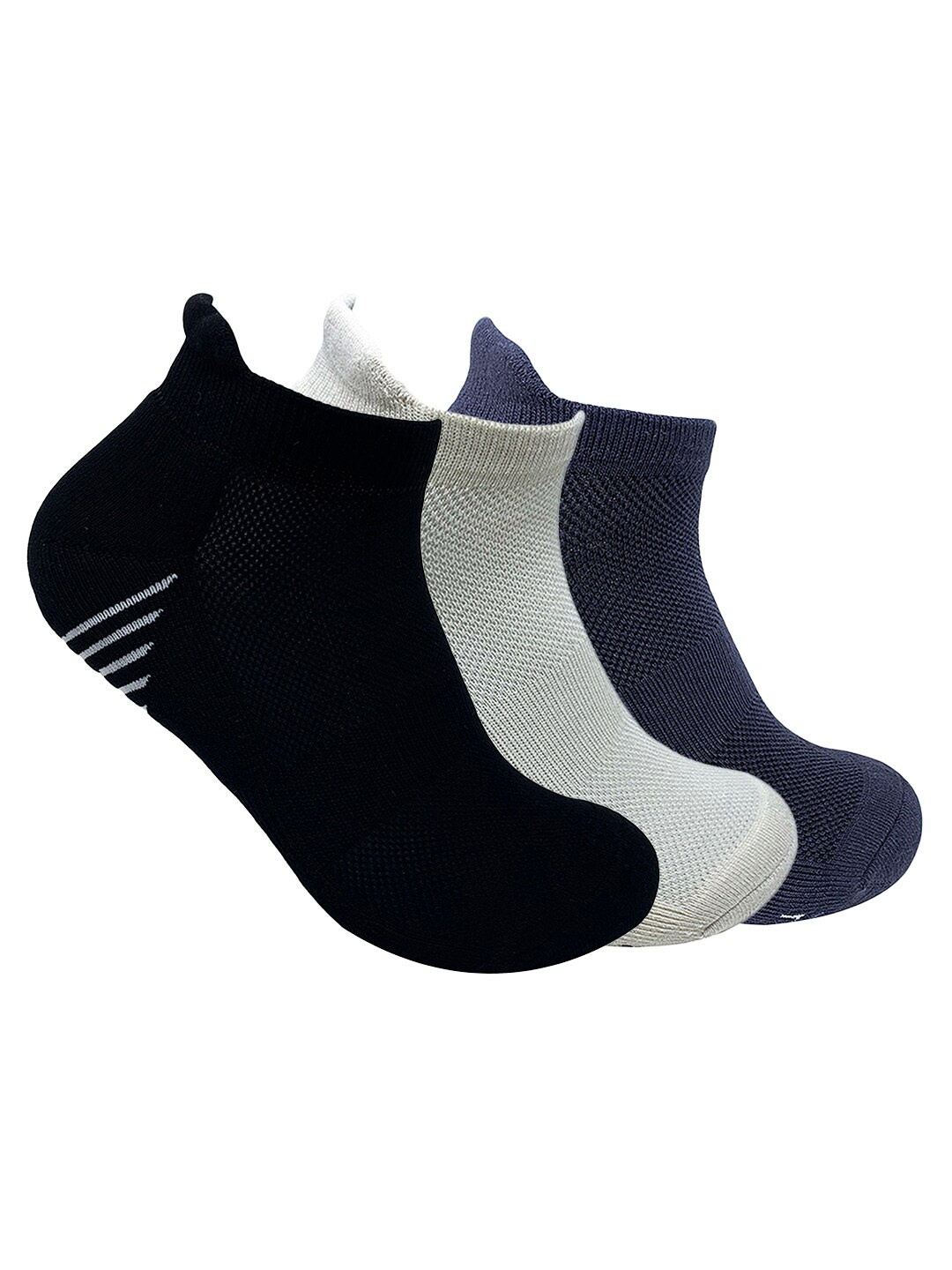 

Mint & Oak Men Pack of 3 Black & White Striped Bamboo Socks
