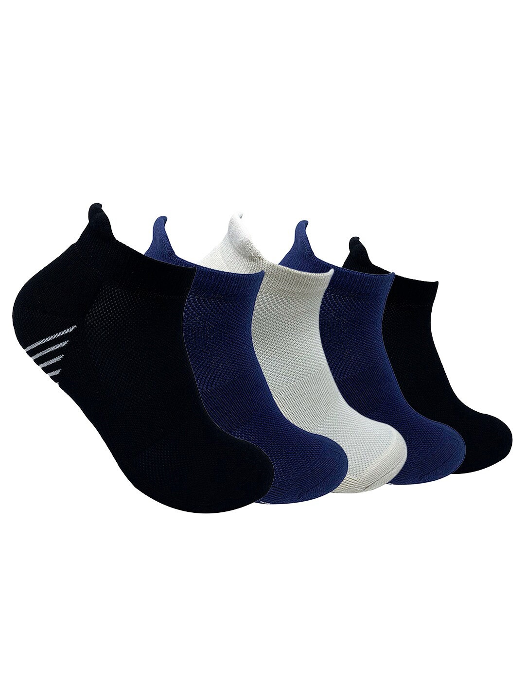 

Mint & Oak Men Pack of 5 Solid Ankle-Length Socks, Navy blue