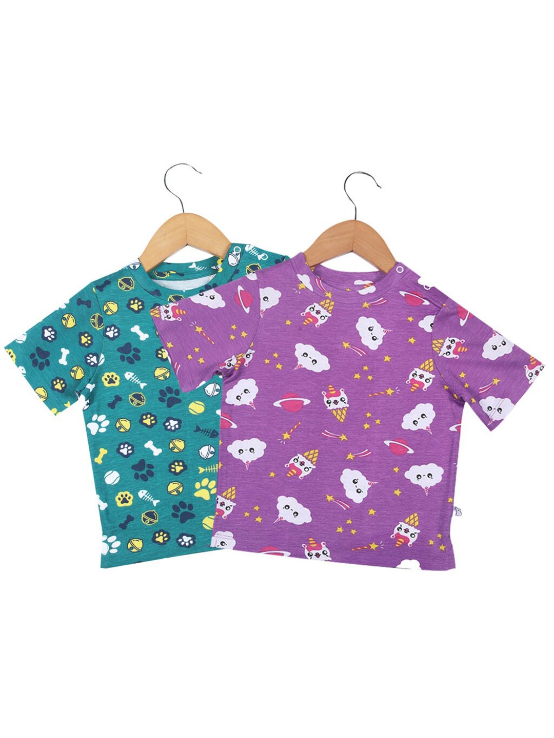 

SuperBottoms Kids Pack of 2 Printed Sustainable T-shirt, Purple