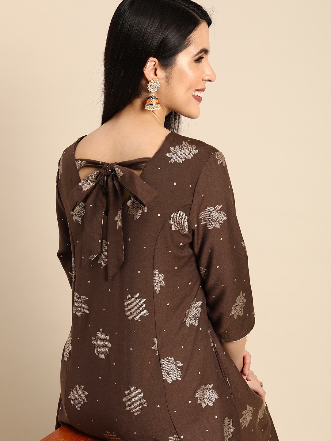 

Anouk Women Ethnic Motifs Printed A-Line Kurta, Mauve
