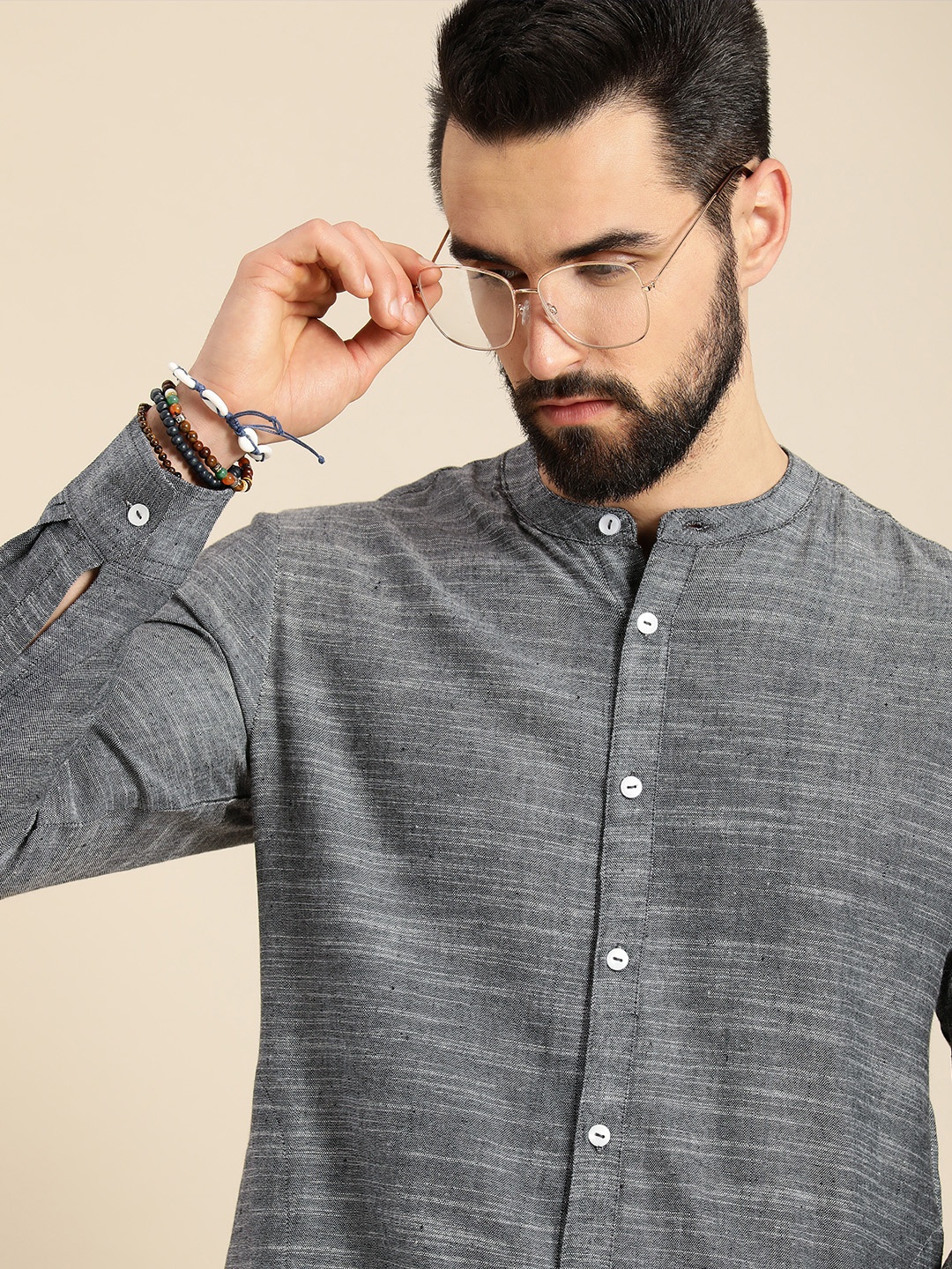 

Anouk Men Grey Solid Kurta