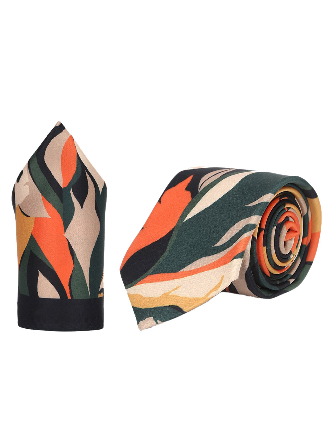 

Tossido Men Multicolored Printed Necktie & Pocket square set, Black