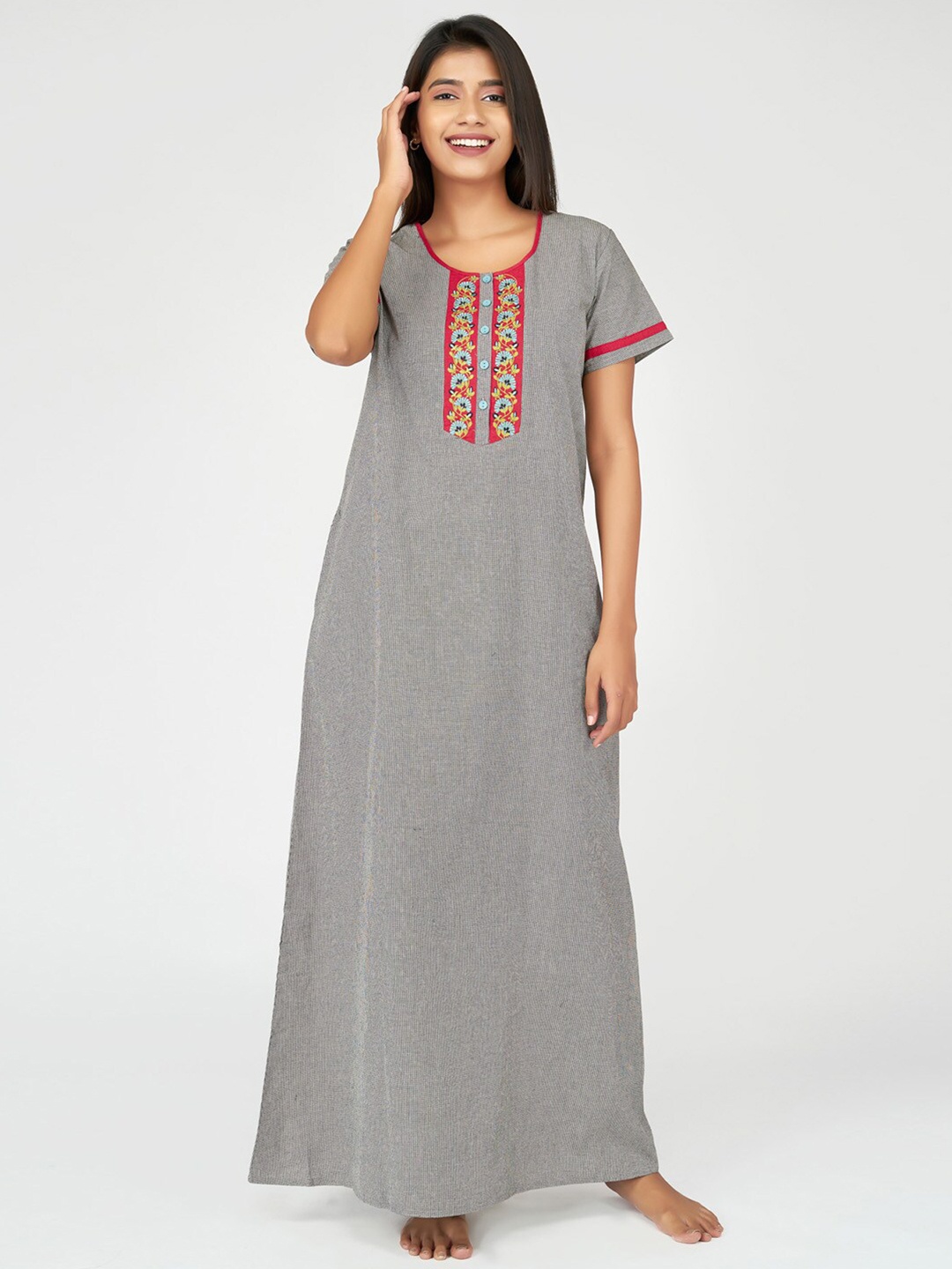 

Maybell Grey Printed Maxi Nightdress