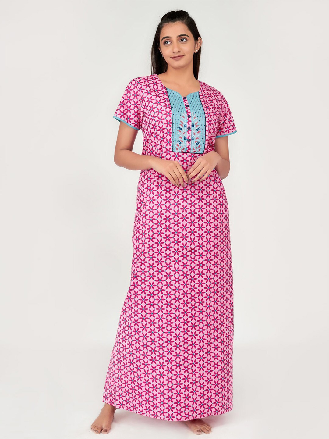 

Maybell Pink Printed Maxi Nightdress