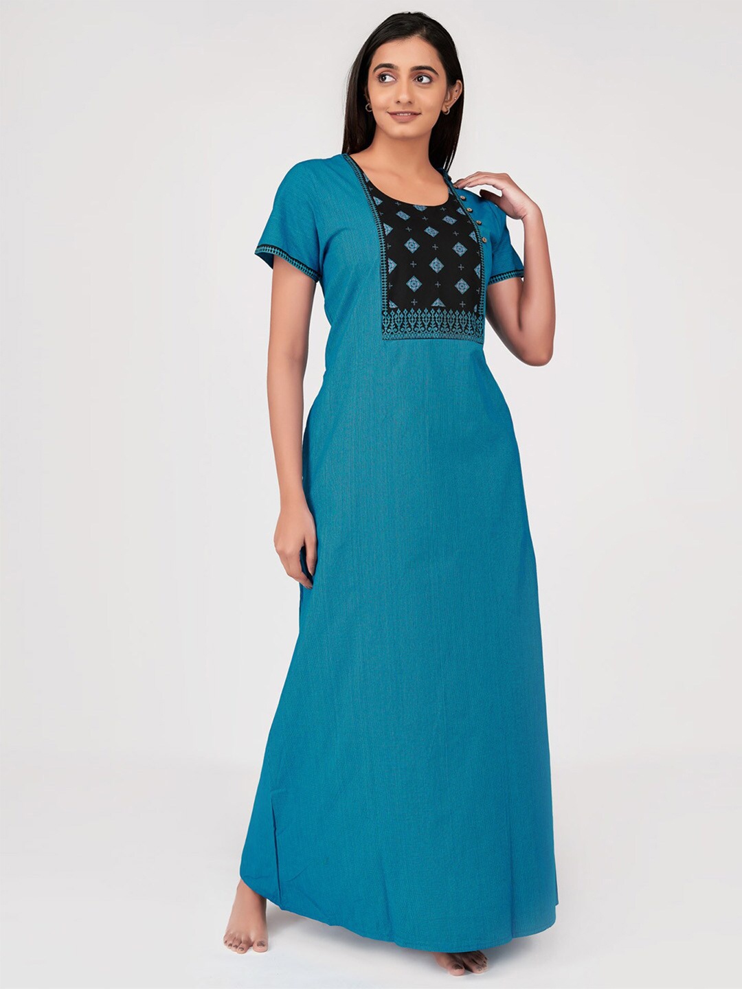 

Maybell Blue Printed Maxi Nightdress