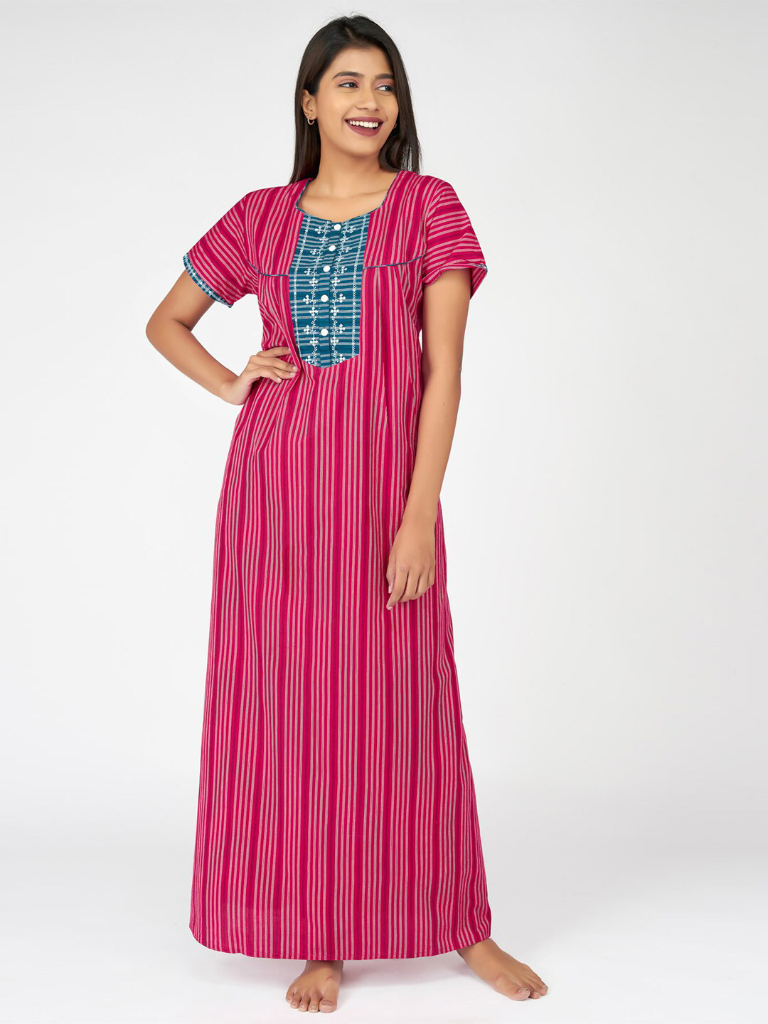 

Maybell Pink Striped Maxi Nightdress